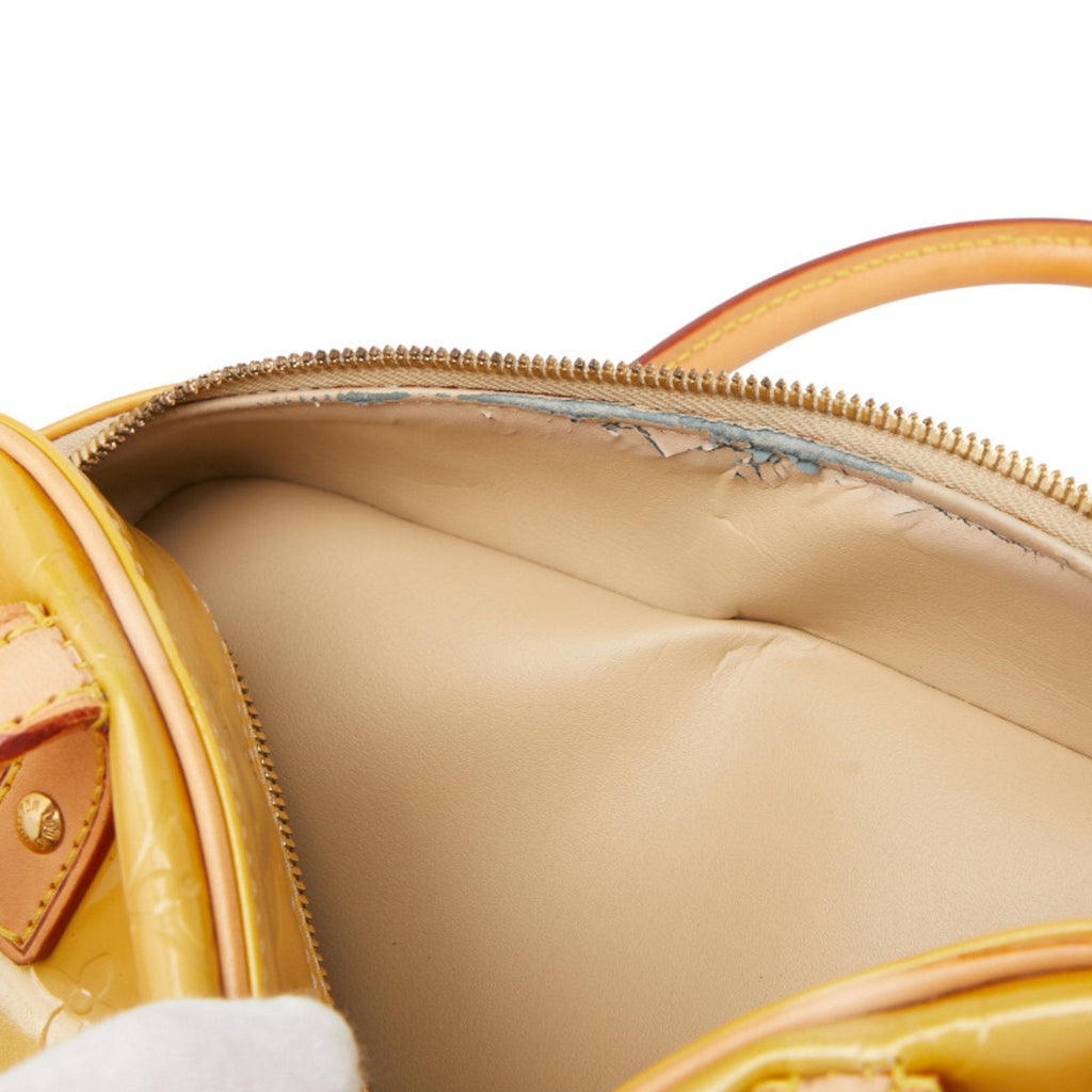 Louis Vuitton Beige Yellow Patent Leather Boston Bag Handbag (Pre-Owned)
