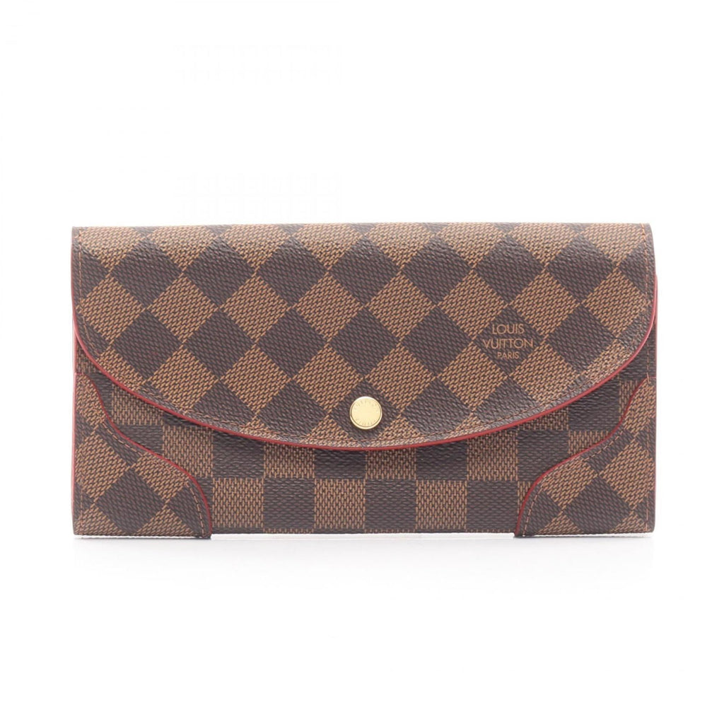Louis Vuitton Brown Cerise Ebene Red Color Damier Canvas Leather Pvc Long Wallet (Bi-Fold) (Pre-Owned)