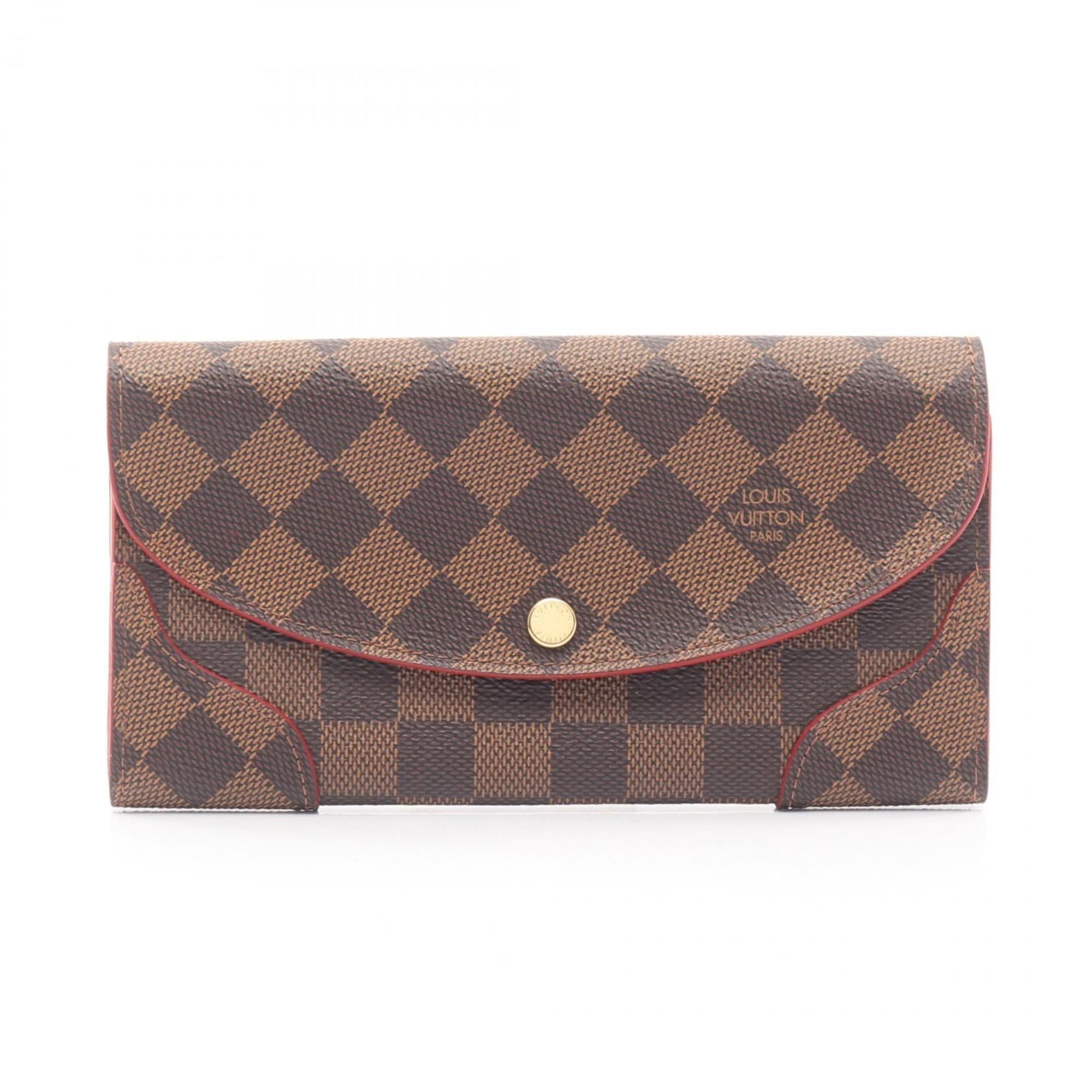 Louis Vuitton Brown Cerise Ebene Red Color Damier Canvas Leather Pvc Long Wallet (Bi-Fold) (Pre-Owned)