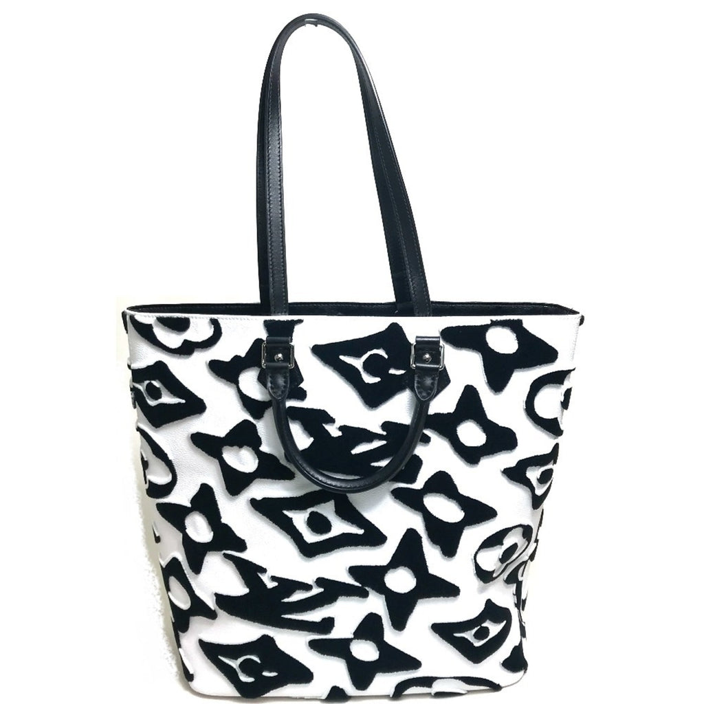 Louis Vuitton Black White Coated Canvas Handbag Tote Bag (Pre-Owned)