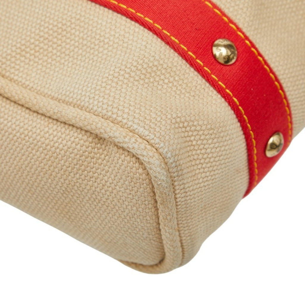 Louis Vuitton Beige Red Color Canvas Tote Bag (Pre-Owned)