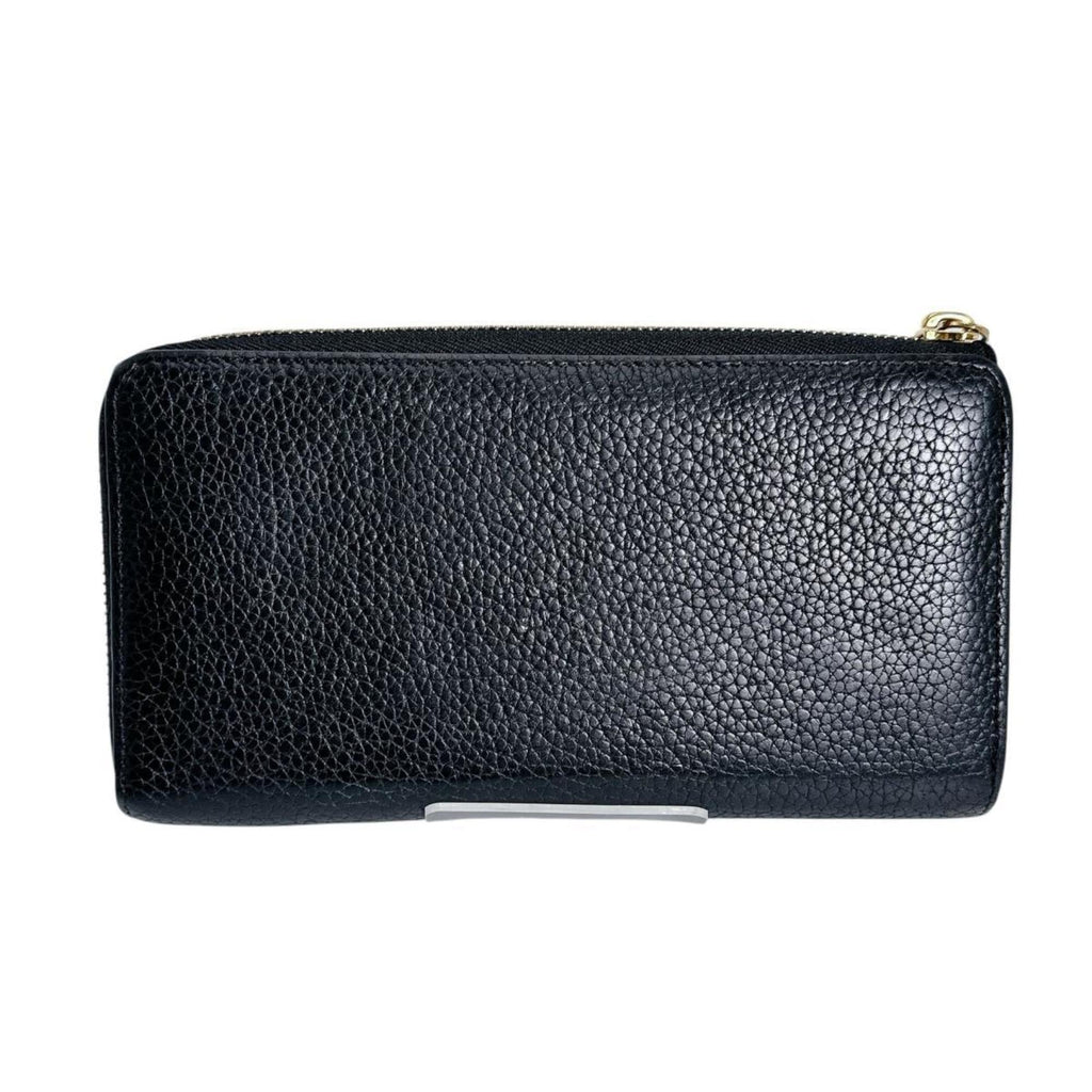 Louis Vuitton Black Noir Leather Long Wallet (Bi-Fold) (Pre-Owned)