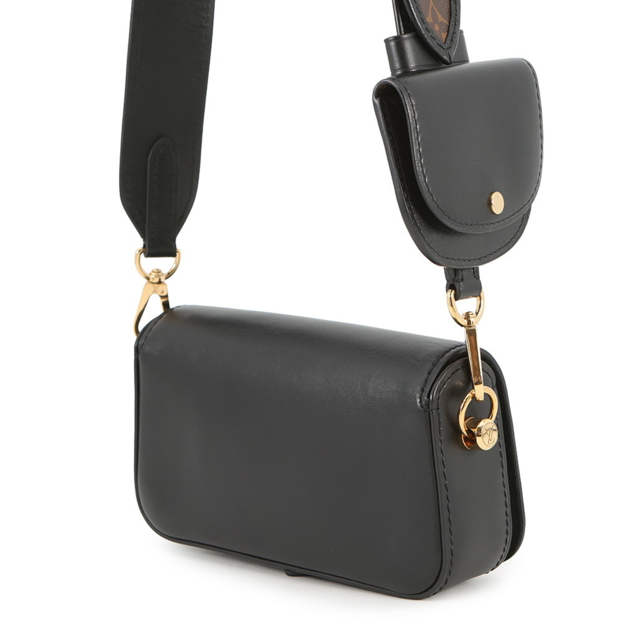 Louis Vuitton Noir Leather Shoulder Bag (Pre-Owned)