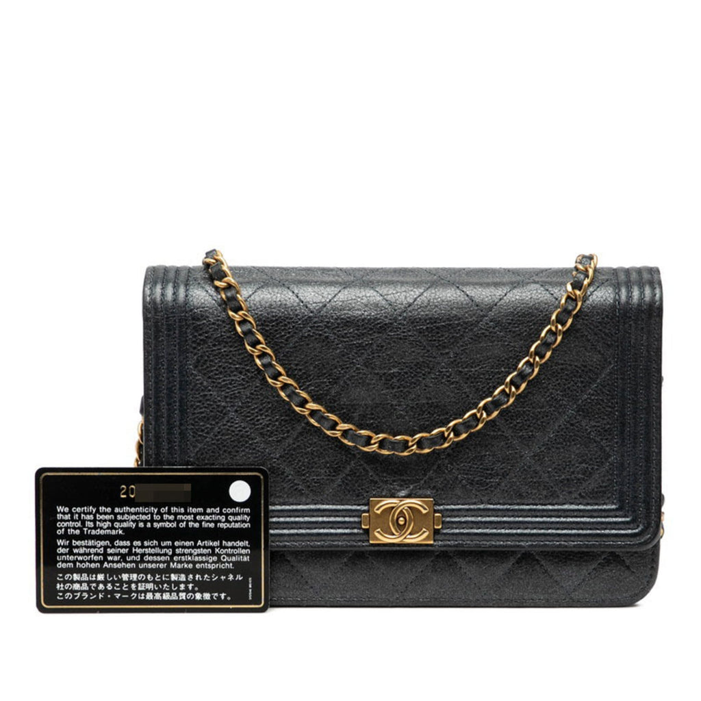 Boy Wallet on Chain Quilted Caviar
