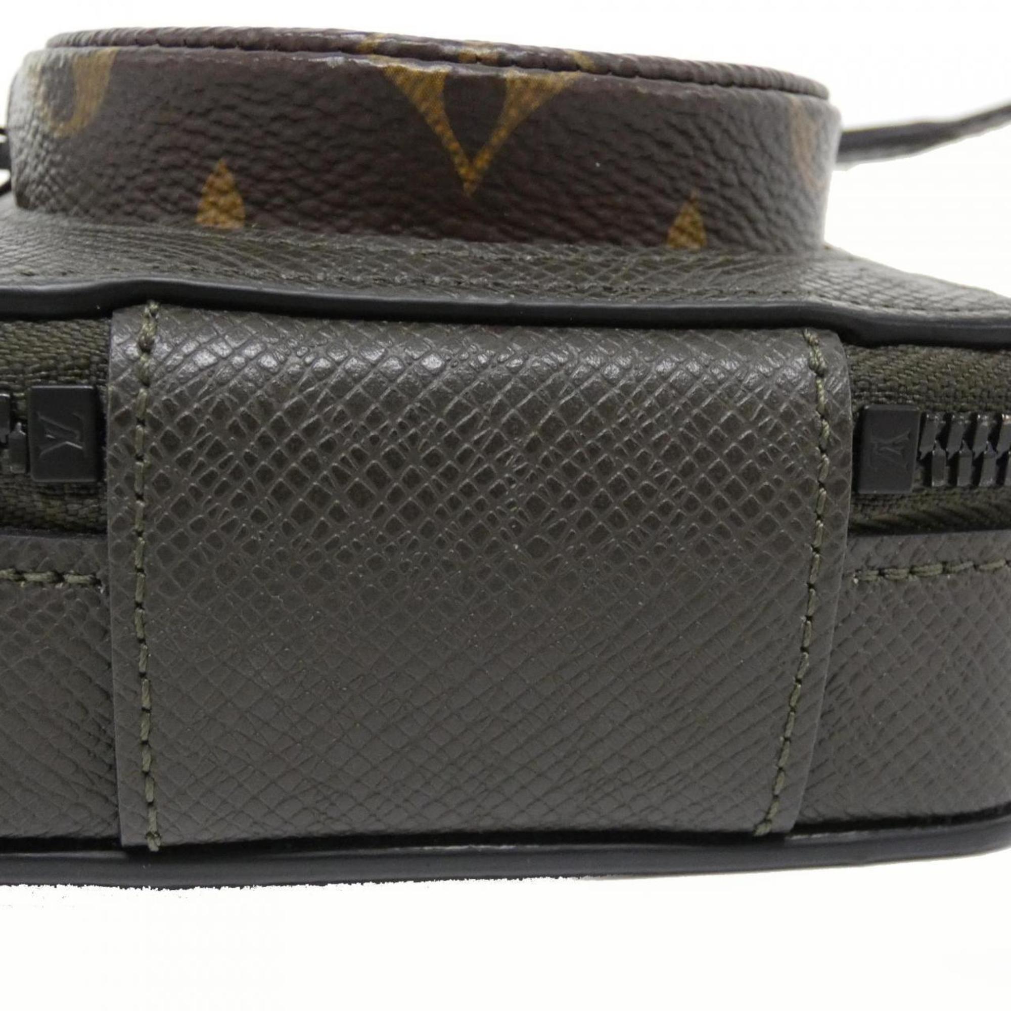 Louis Vuitton Black Khaki Marron Coated Canvas Leather Shoulder Bag (Pre-Owned)