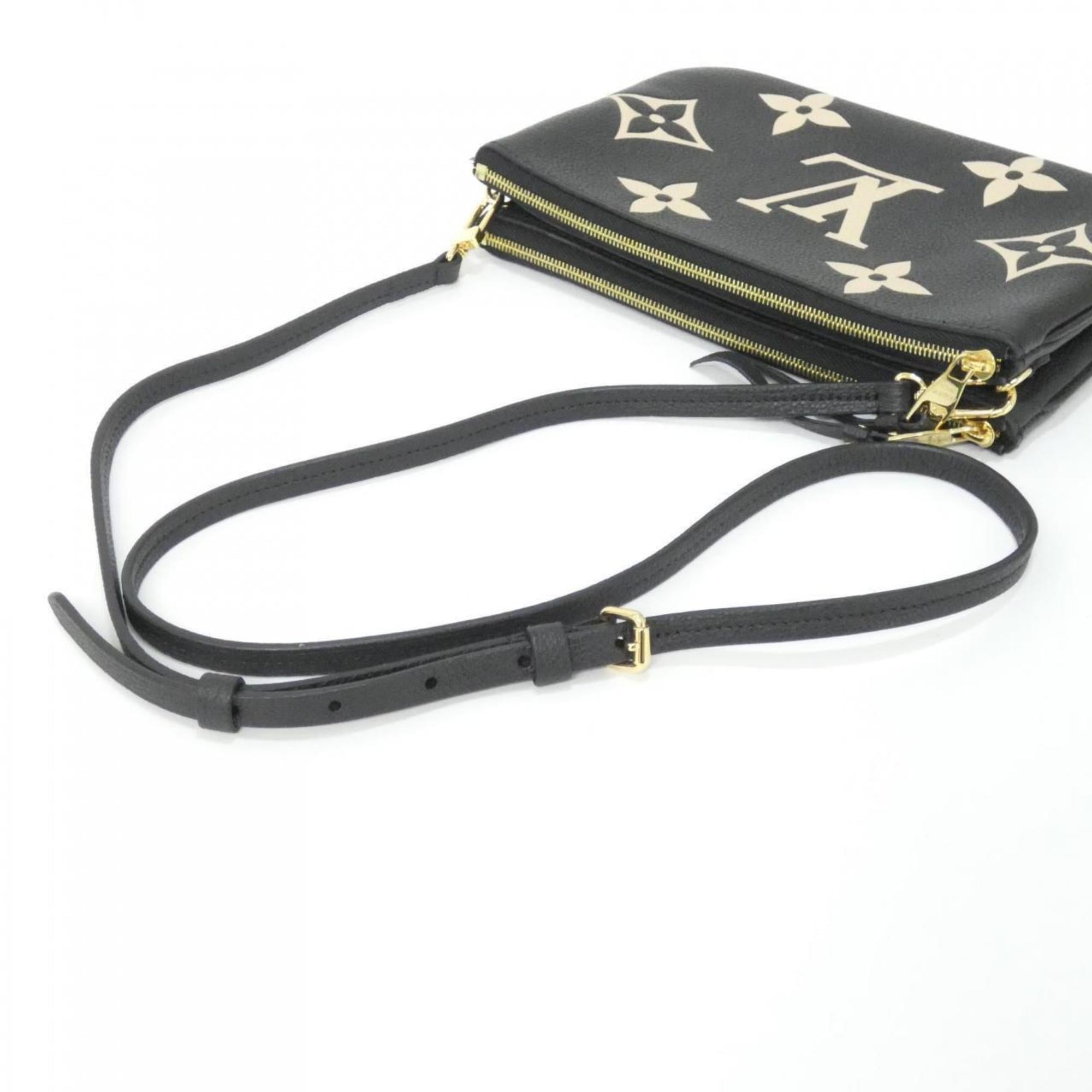 Louis Vuitton Beige Black Leather Pochette Shoulder Bag (Pre-Owned)