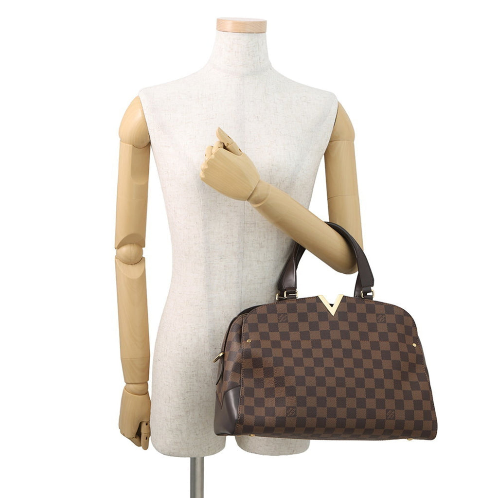 Louis Vuitton Beige Brown Damier Canvas Exotic Leather Handbag (Pre-Owned)