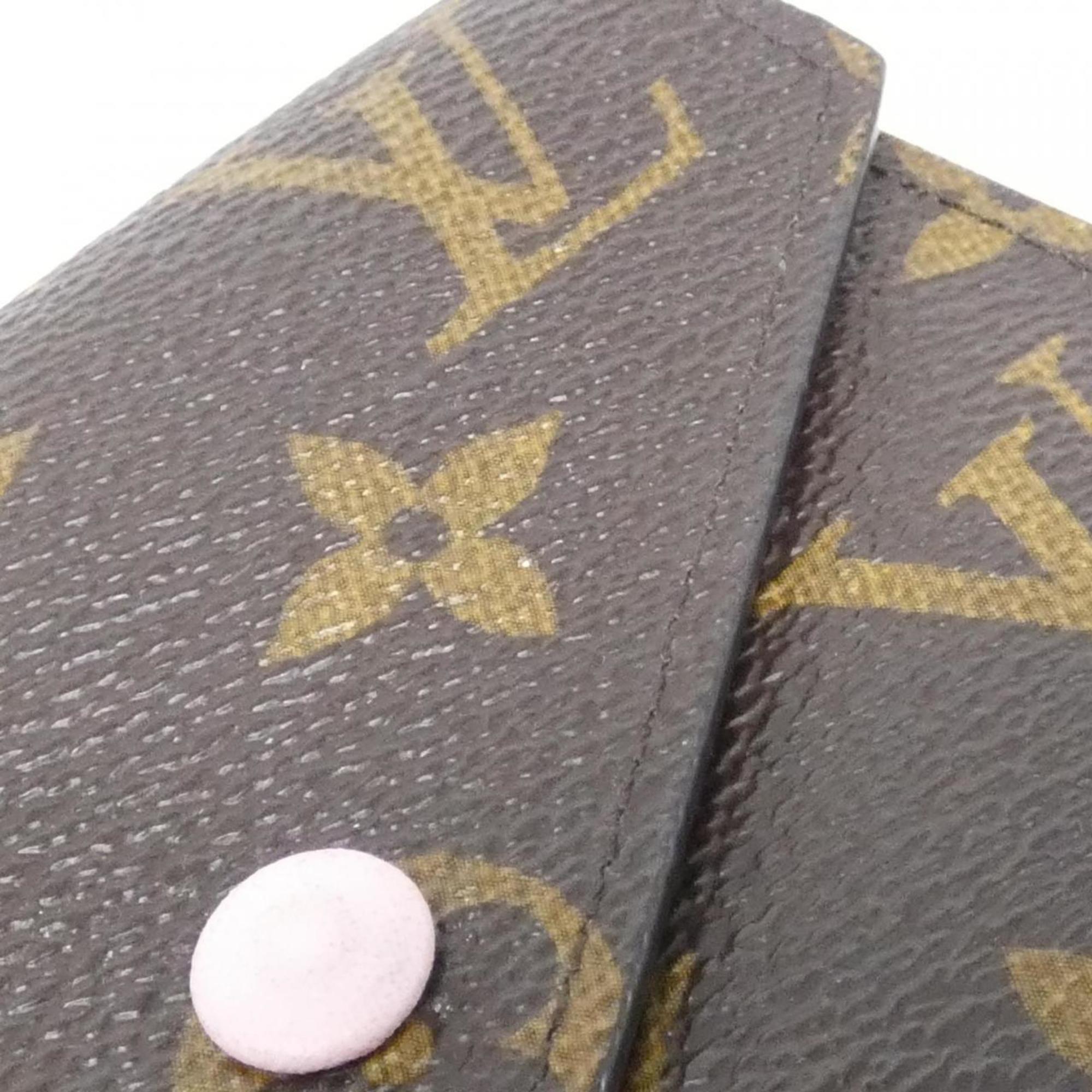 Louis Vuitton Marron Rose Ballerine Coated Canvas Wallet (Tri-Fold) (Pre-Owned)