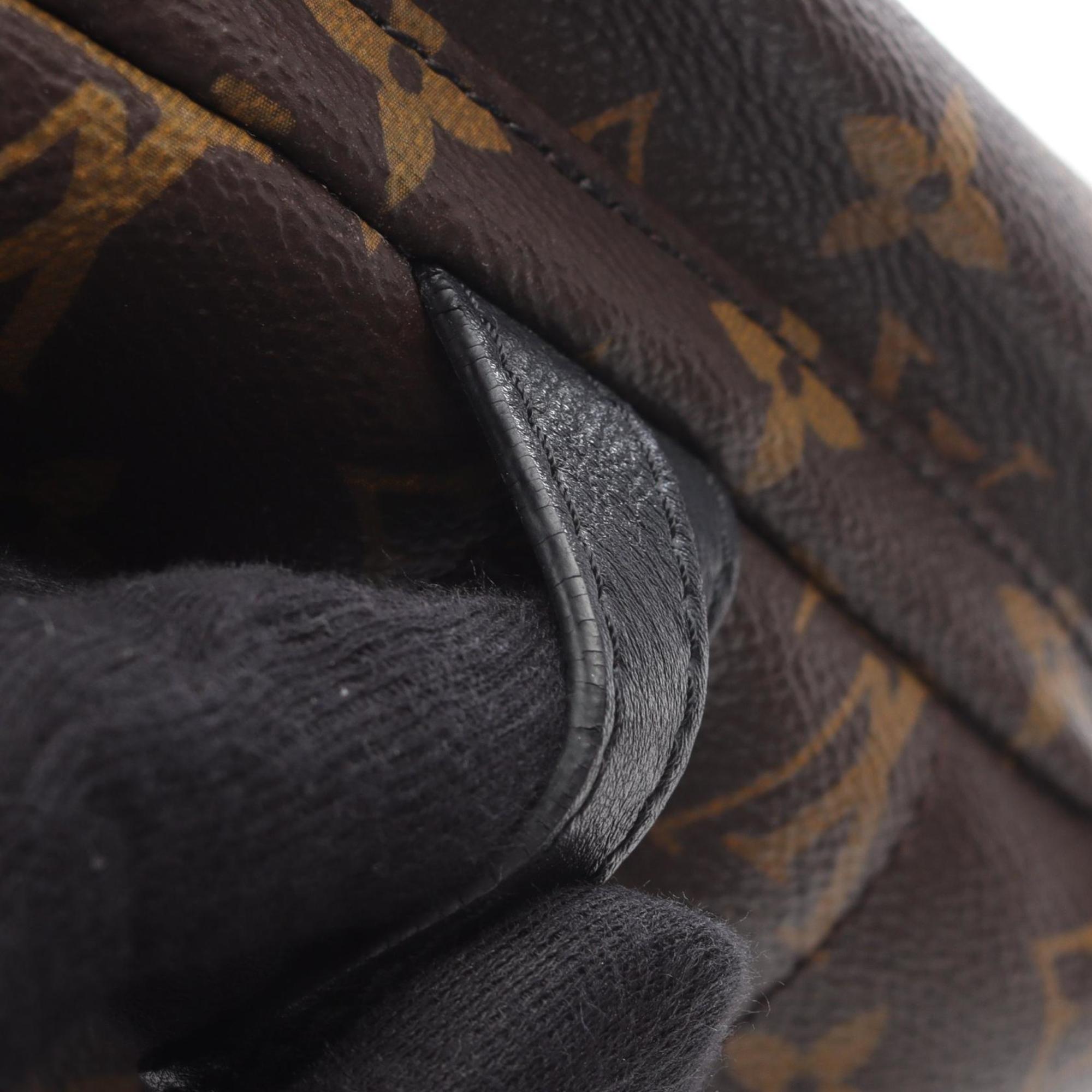 Louis Vuitton Black Brown Coated Canvas Leather Backpack (Pre-Owned)