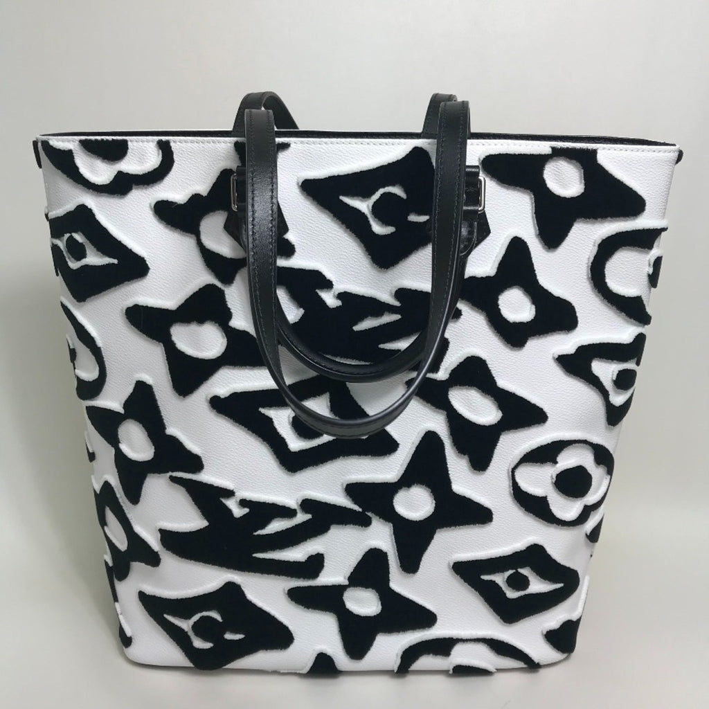 Louis Vuitton Black White Coated Canvas Handbag Tote Bag (Pre-Owned)