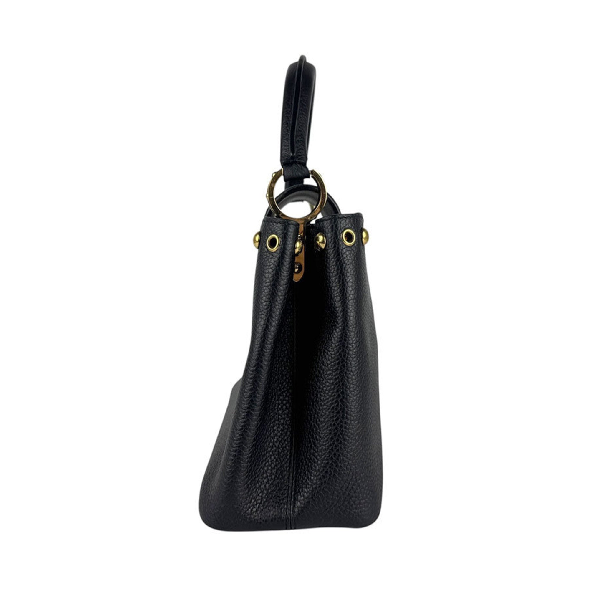 Louis Vuitton Black Leather Handbag Shoulder Bag (Pre-Owned)