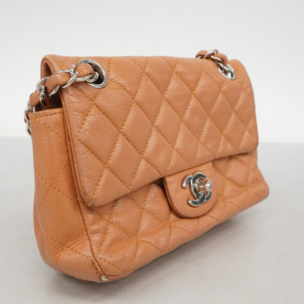 Square Classic Single Flap Bag Quilted Caviar Mini