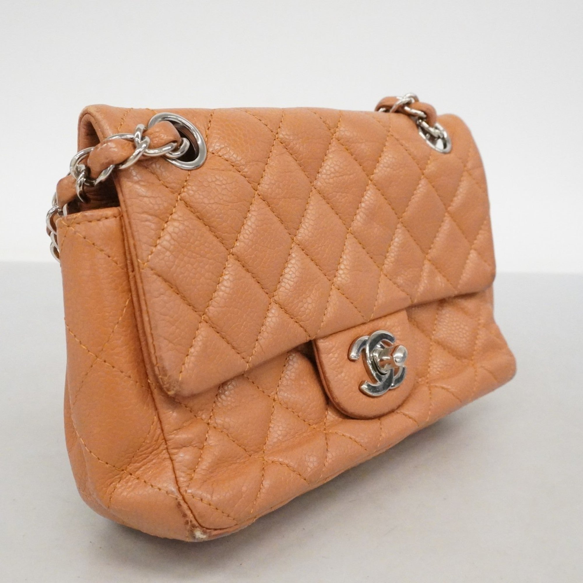 Square Classic Single Flap Bag Quilted Caviar Mini