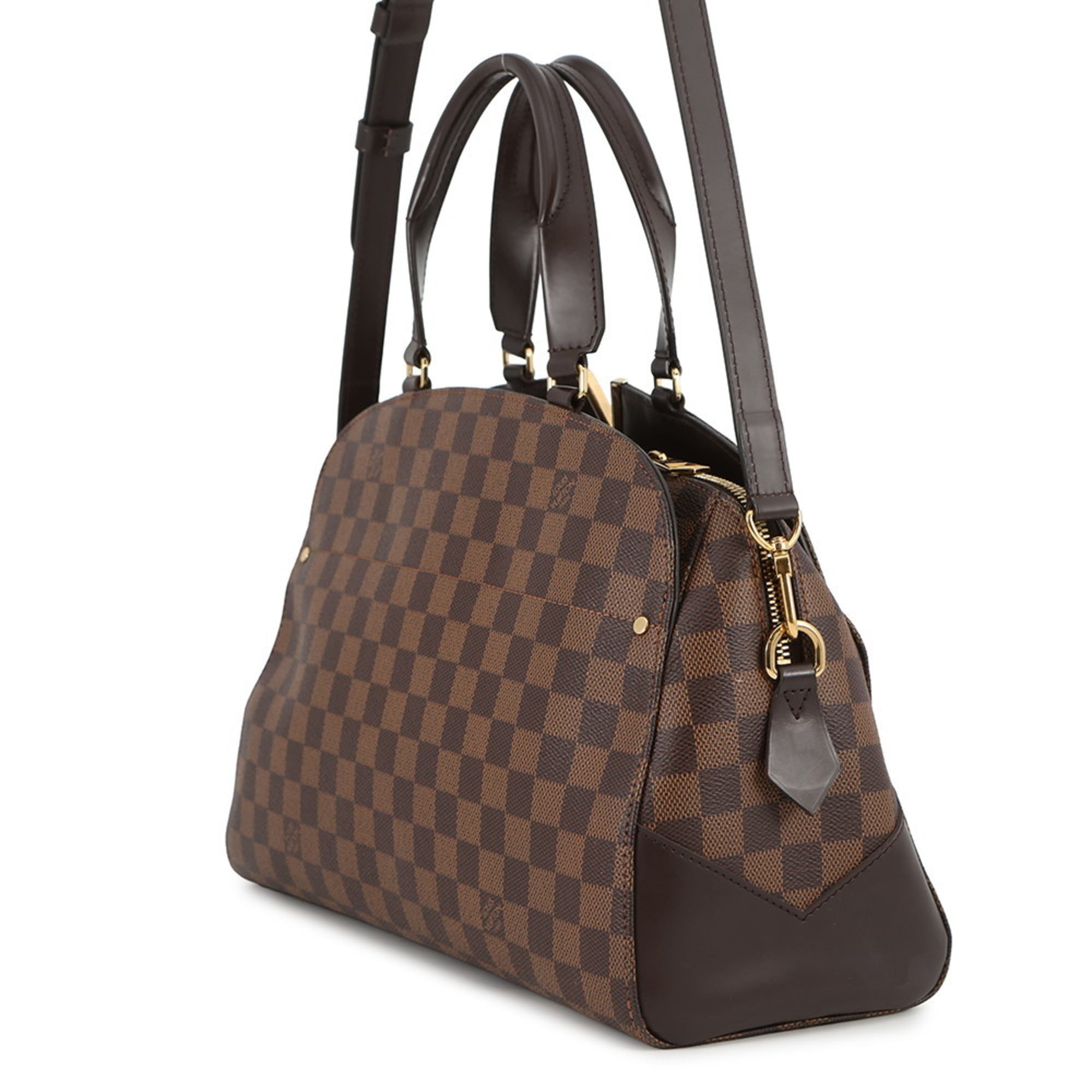 Louis Vuitton Beige Brown Damier Canvas Exotic Leather Handbag (Pre-Owned)