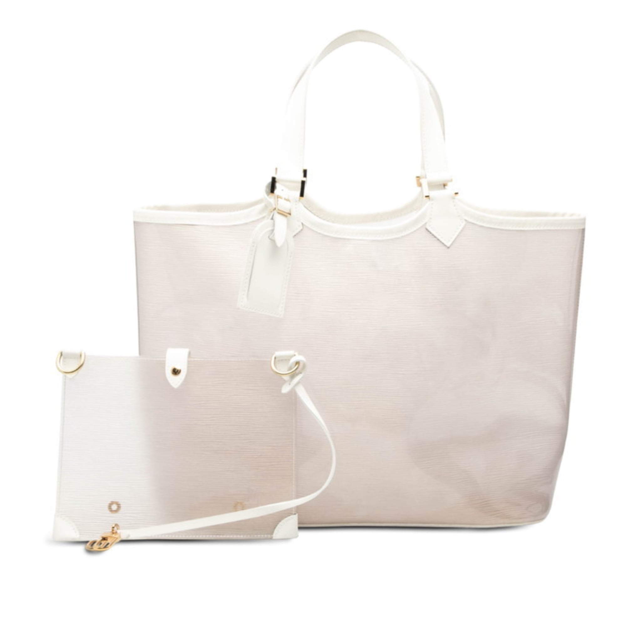 Louis Vuitton Clear White Vinyl Leather Handbag Pouch Tote Bag (Pre-Owned)