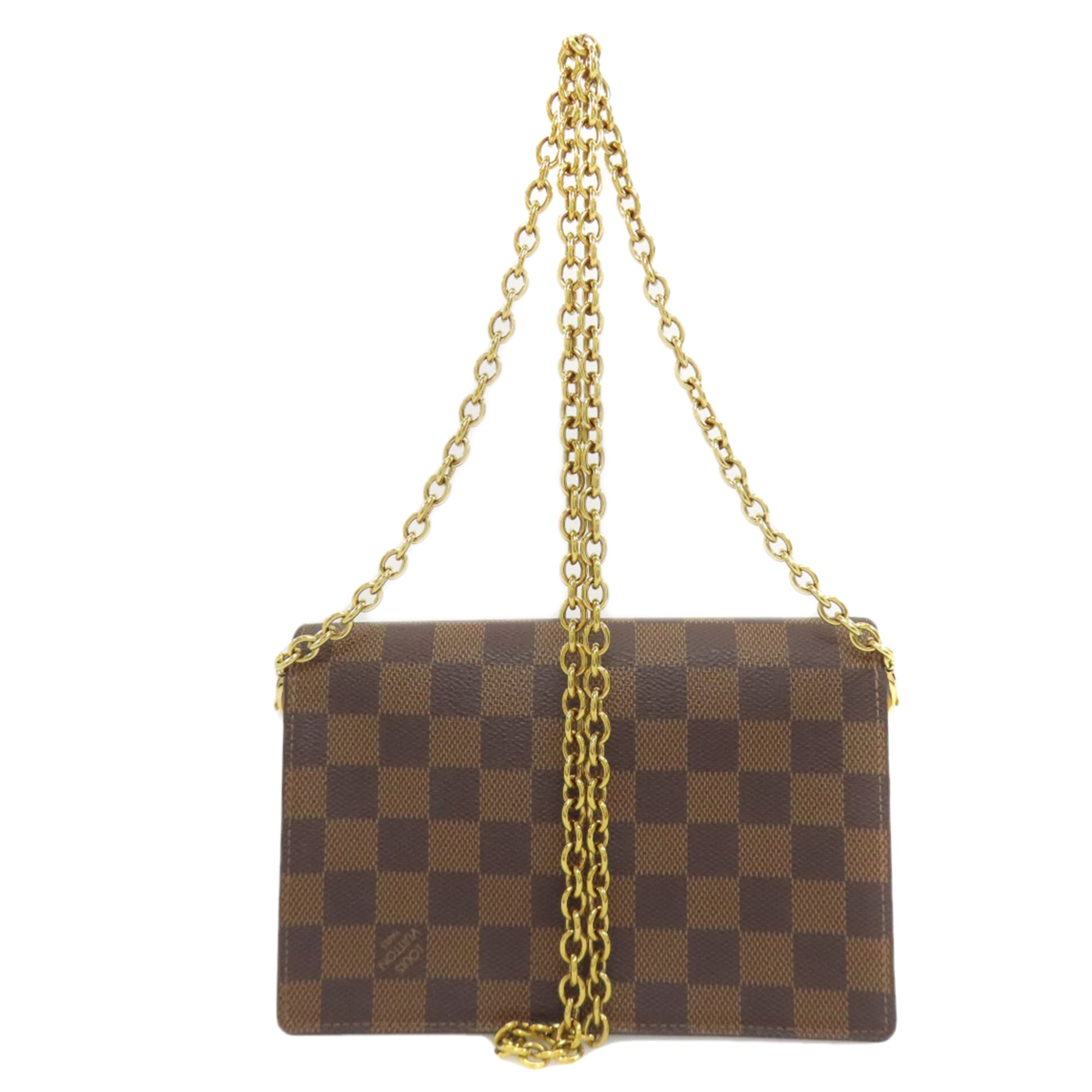 Louis Vuitton Brown Damier Canvas Ebene Damier Canvas Chain/Shoulder Wallet (Pre-Owned)
