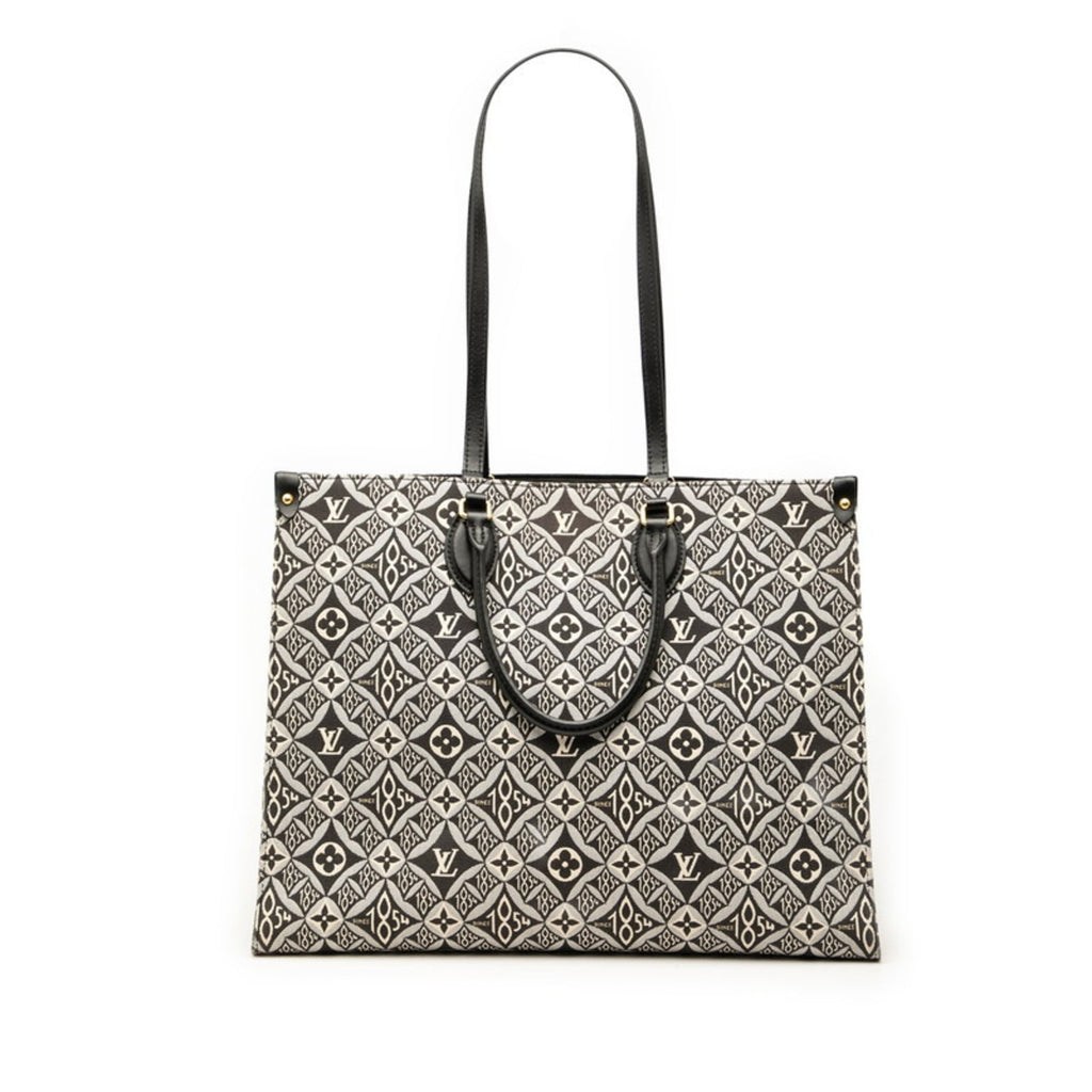 Louis Vuitton Black White Canvas Leather Handbag Tote Bag (Pre-Owned)