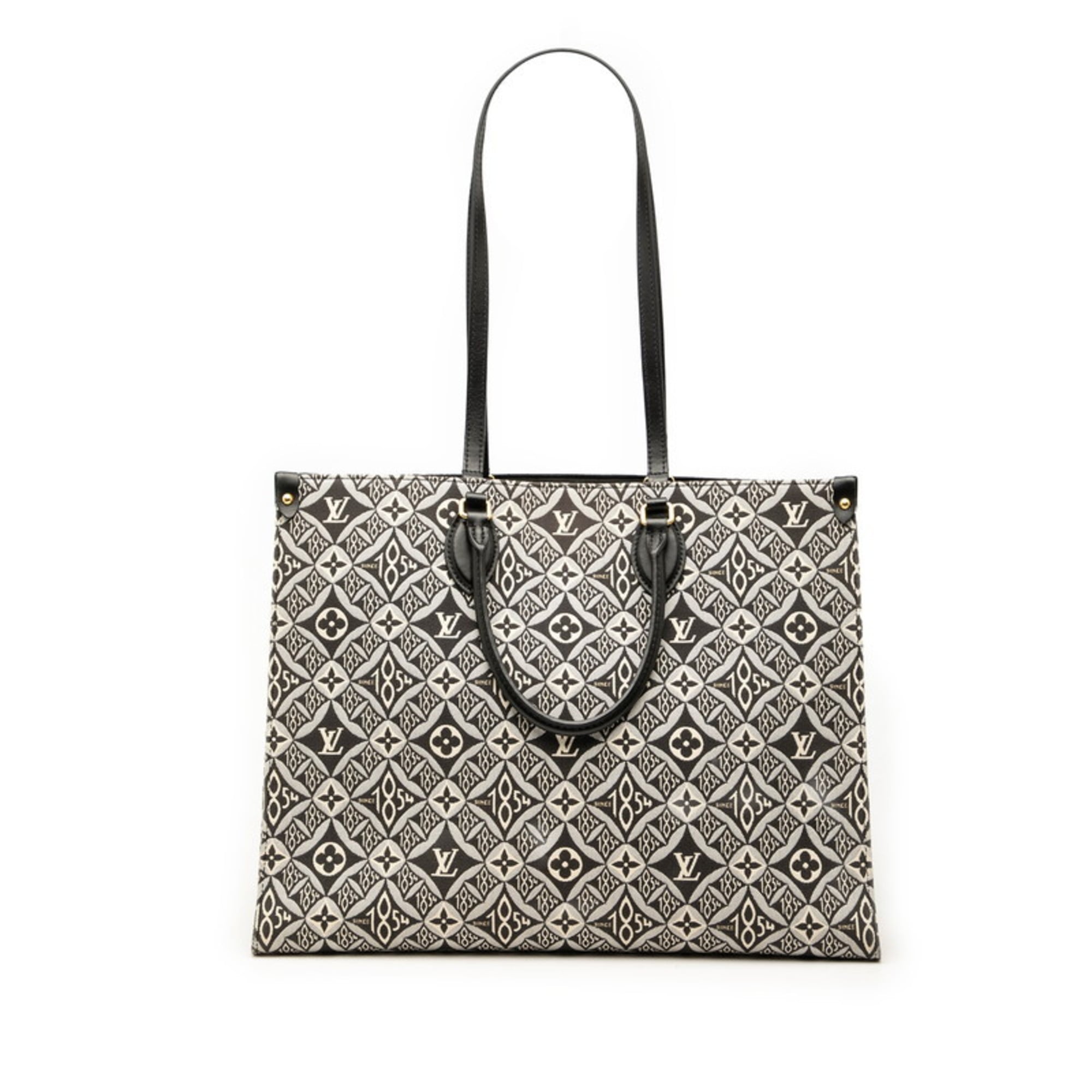 Louis Vuitton Black White Canvas Leather Handbag Tote Bag (Pre-Owned)