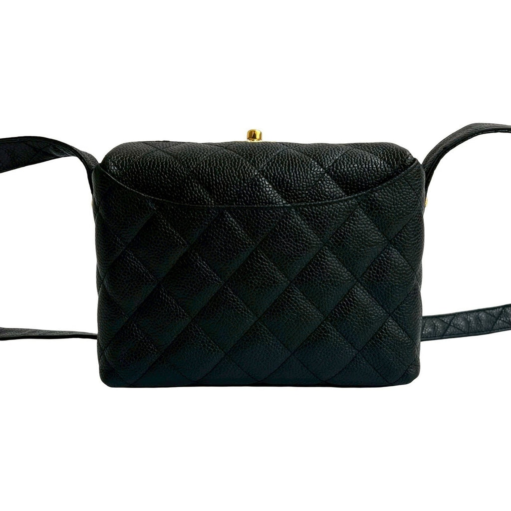 Vintage CC Flap Shoulder Bag Quilted Caviar Small