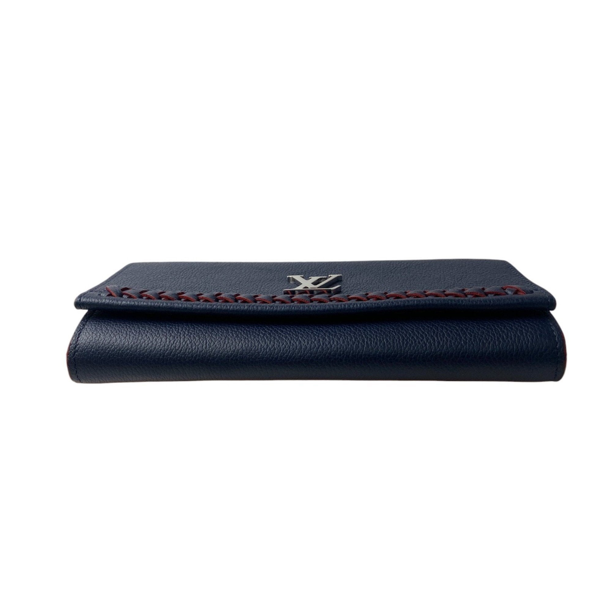 Louis Vuitton Navy Leather Long Wallet (Bi-Fold) (Pre-Owned)