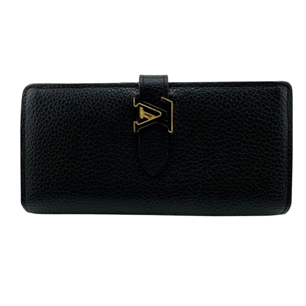 Louis Vuitton Black Leather Long Wallet (Bi-Fold) (Pre-Owned)