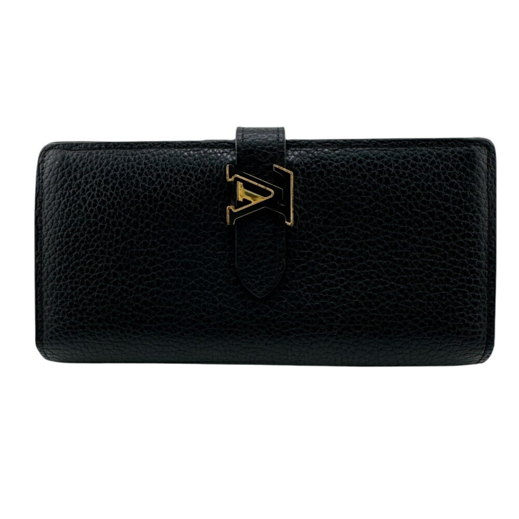 Louis Vuitton Black Leather Long Wallet (Bi-Fold) (Pre-Owned)