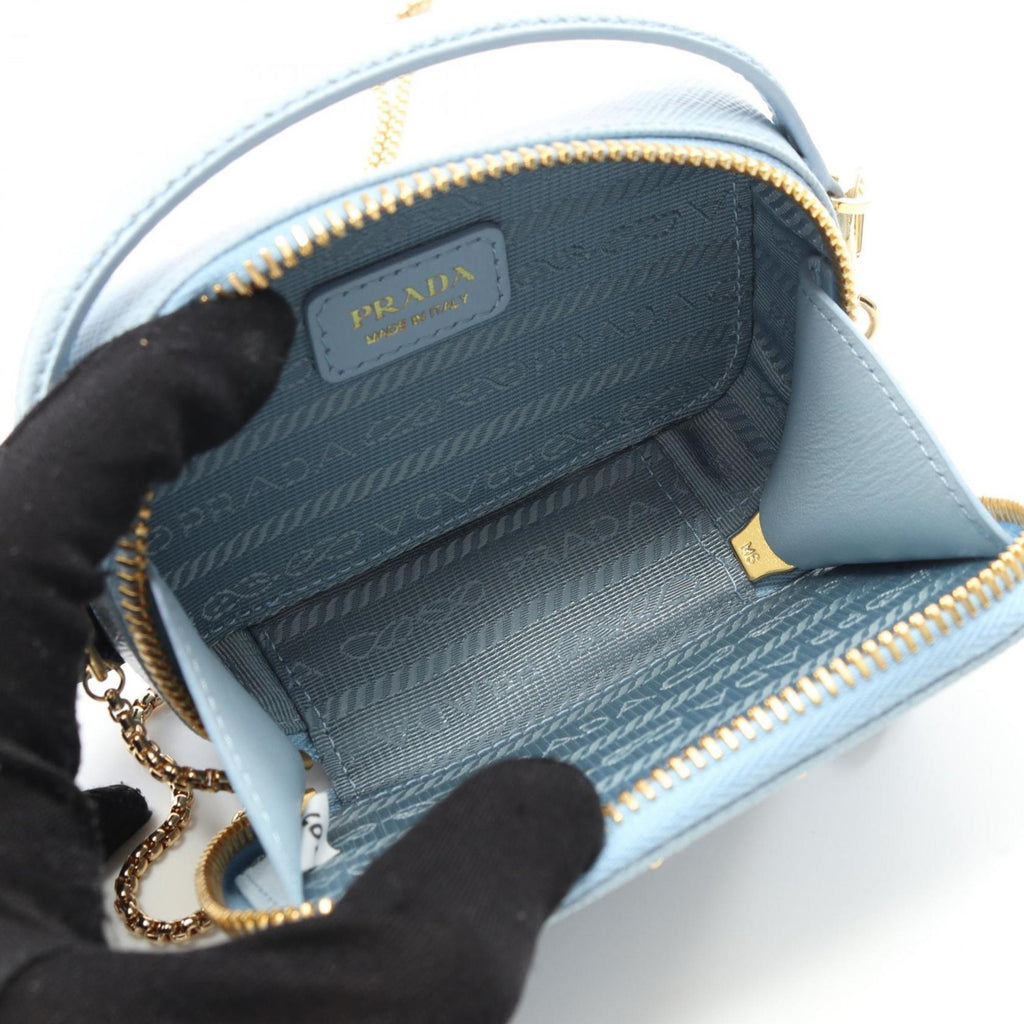 Triangle Logo Zip Around Shoulder Bag Saffiano Leather