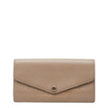 Louis Vuitton Beige Leather Long Wallet (Tri-Fold) (Pre-Owned)