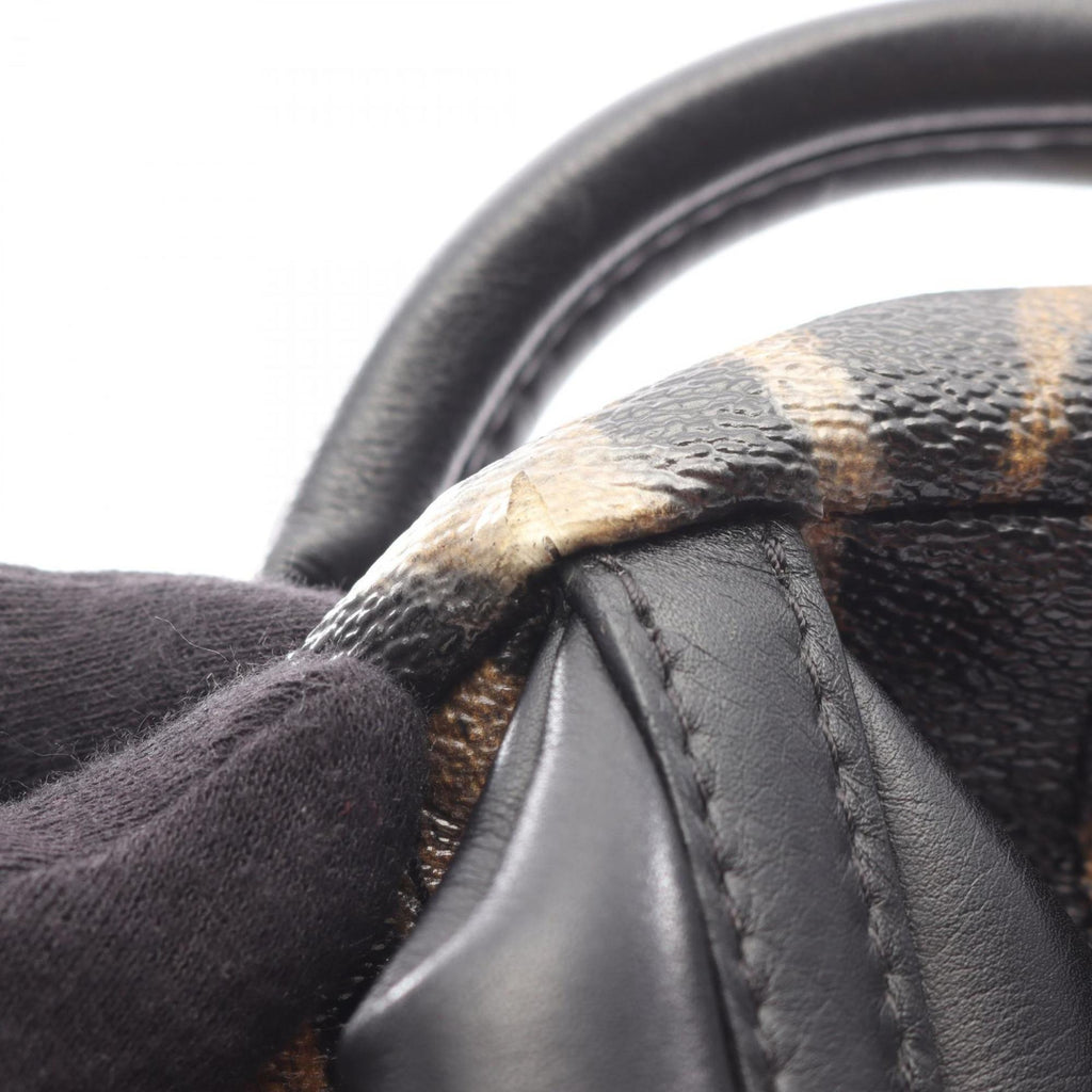 Louis Vuitton Black Brown Coated Canvas Leather Backpack (Pre-Owned)