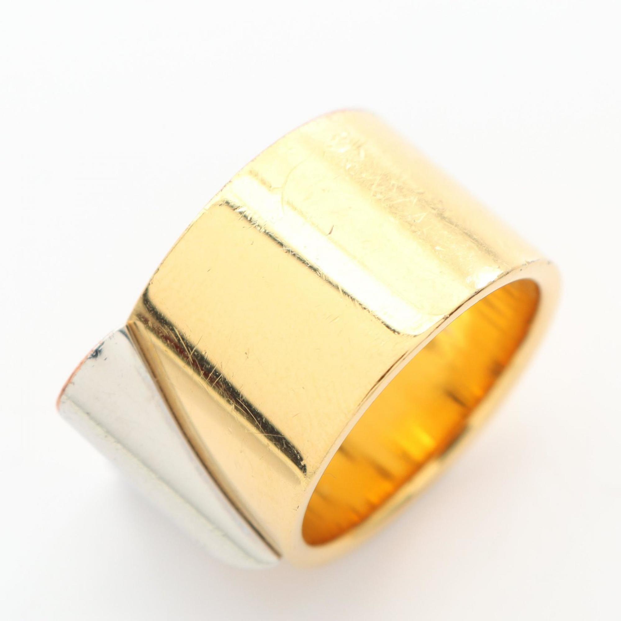 Louis Vuitton Gold Silver Gold Plating Stainless Steel Band Ring (Pre-Owned)