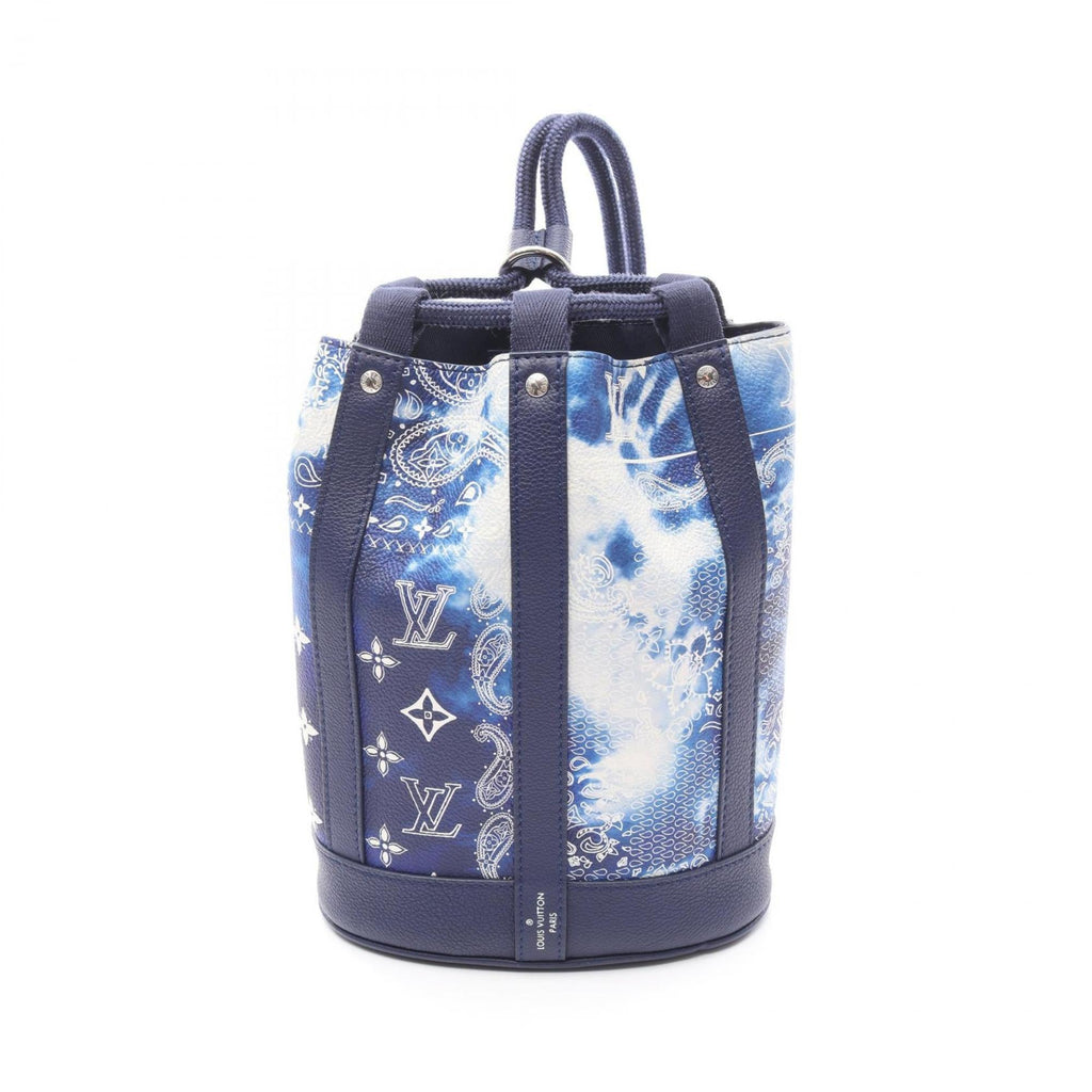 Louis Vuitton Blue Leather Coated Canvas Shoulder Bag (Pre-Owned)