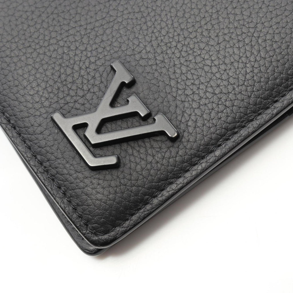 Louis Vuitton Black Leather Long Wallet (Bi-Fold) (Pre-Owned)