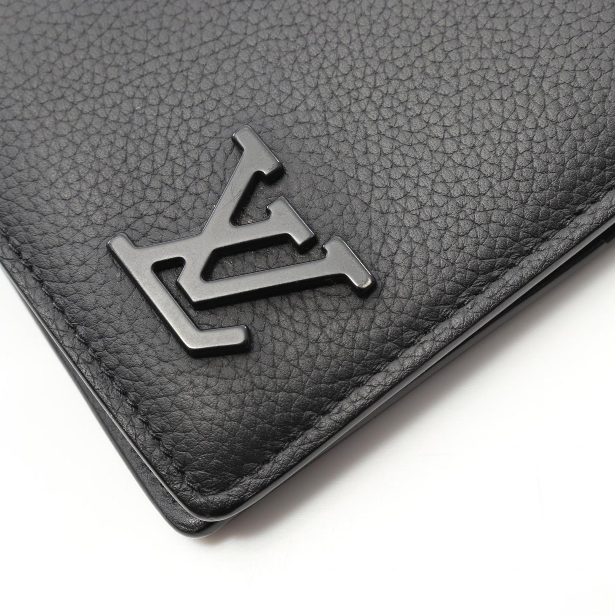 Louis Vuitton Black Leather Long Wallet (Bi-Fold) (Pre-Owned)