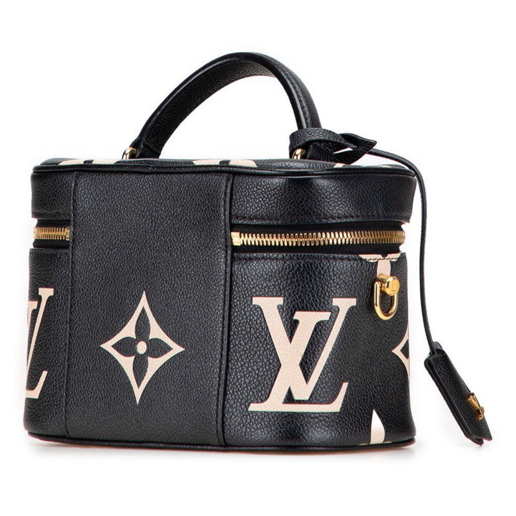 Louis Vuitton Beige Black Monogram Leather Shoulder Bag Vanity Bag (Pre-Owned)