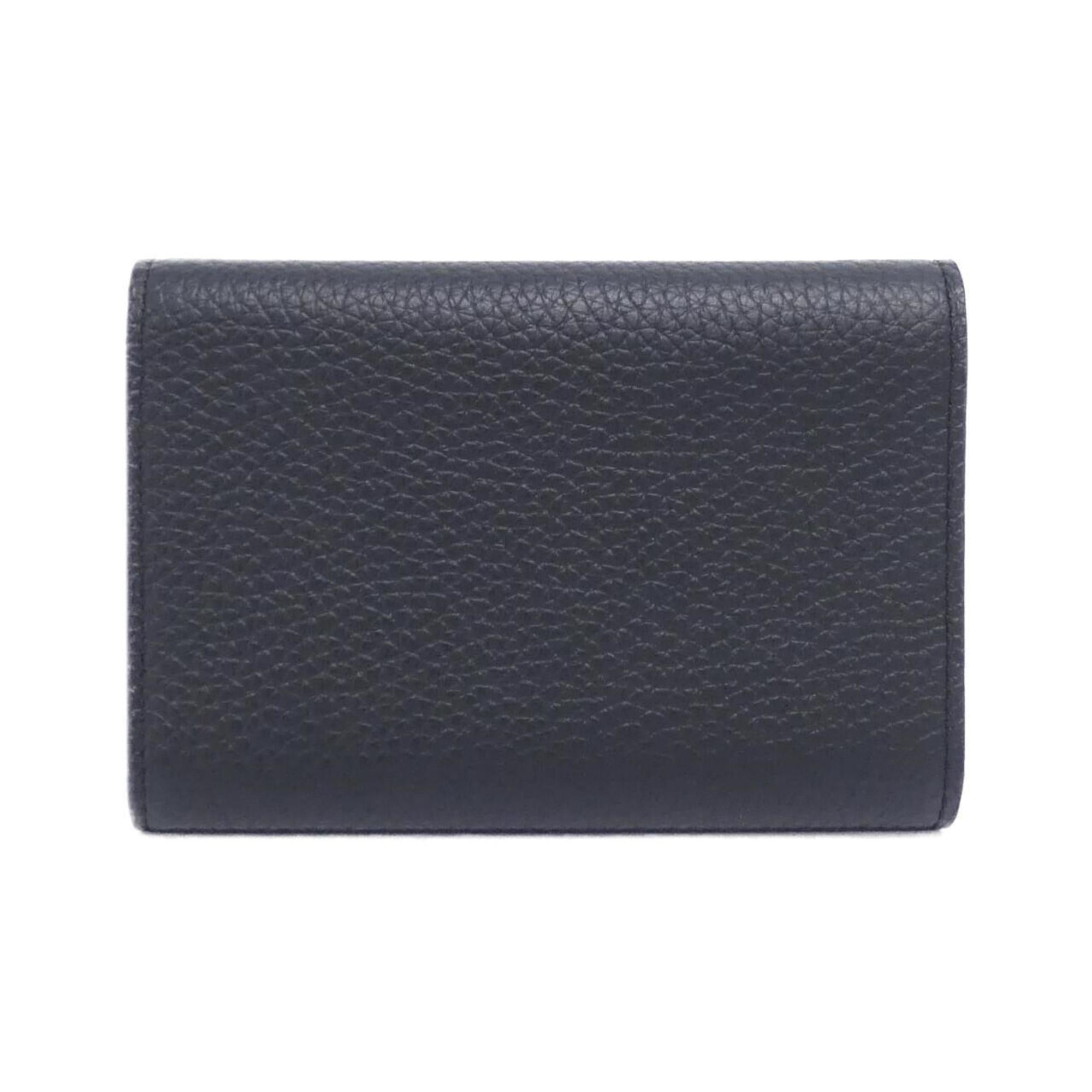Louis Vuitton Black Leather Wallet (Tri-Fold) (Pre-Owned)