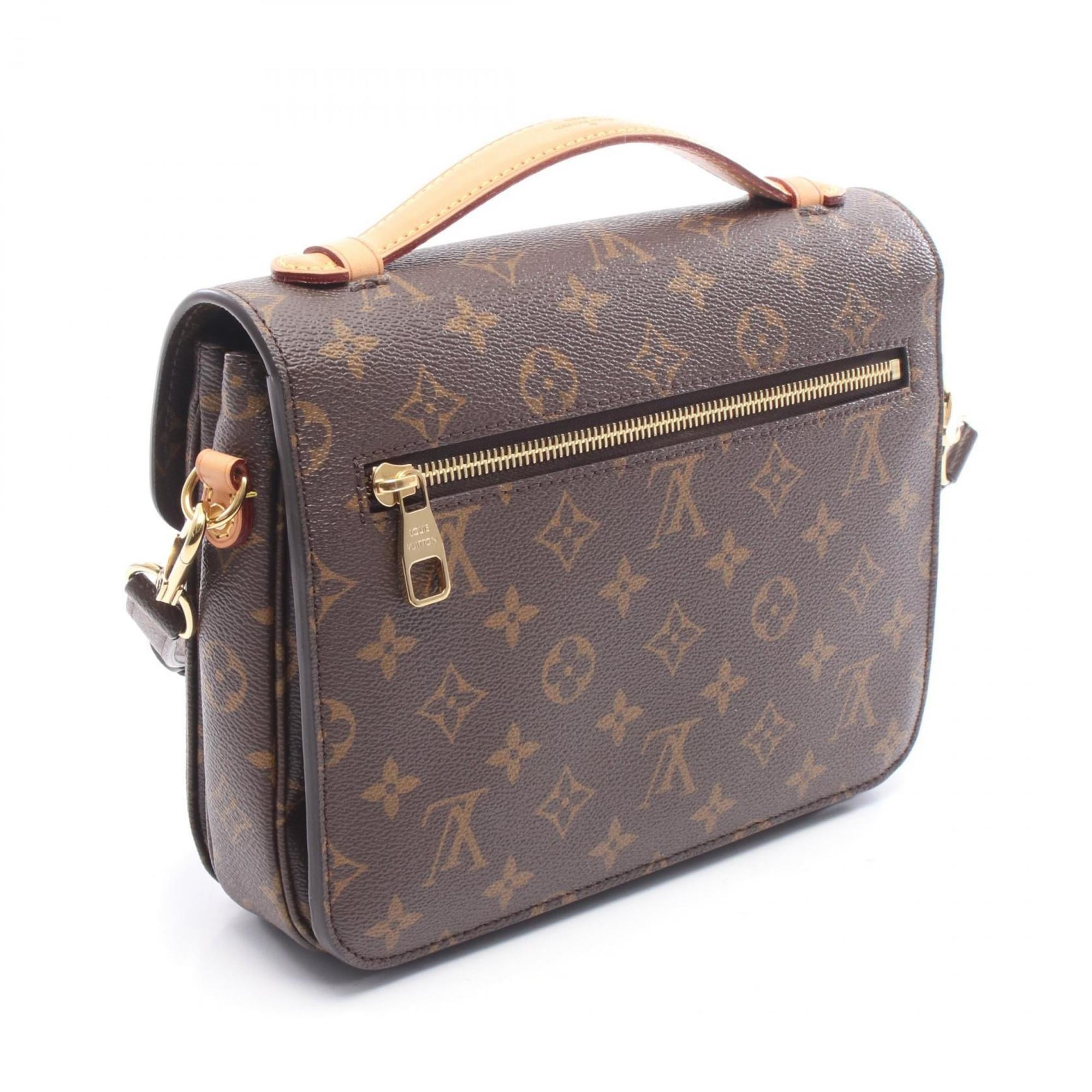 Louis Vuitton Brown Coated Canvas Leather Handbag Pochette (Pre-Owned)