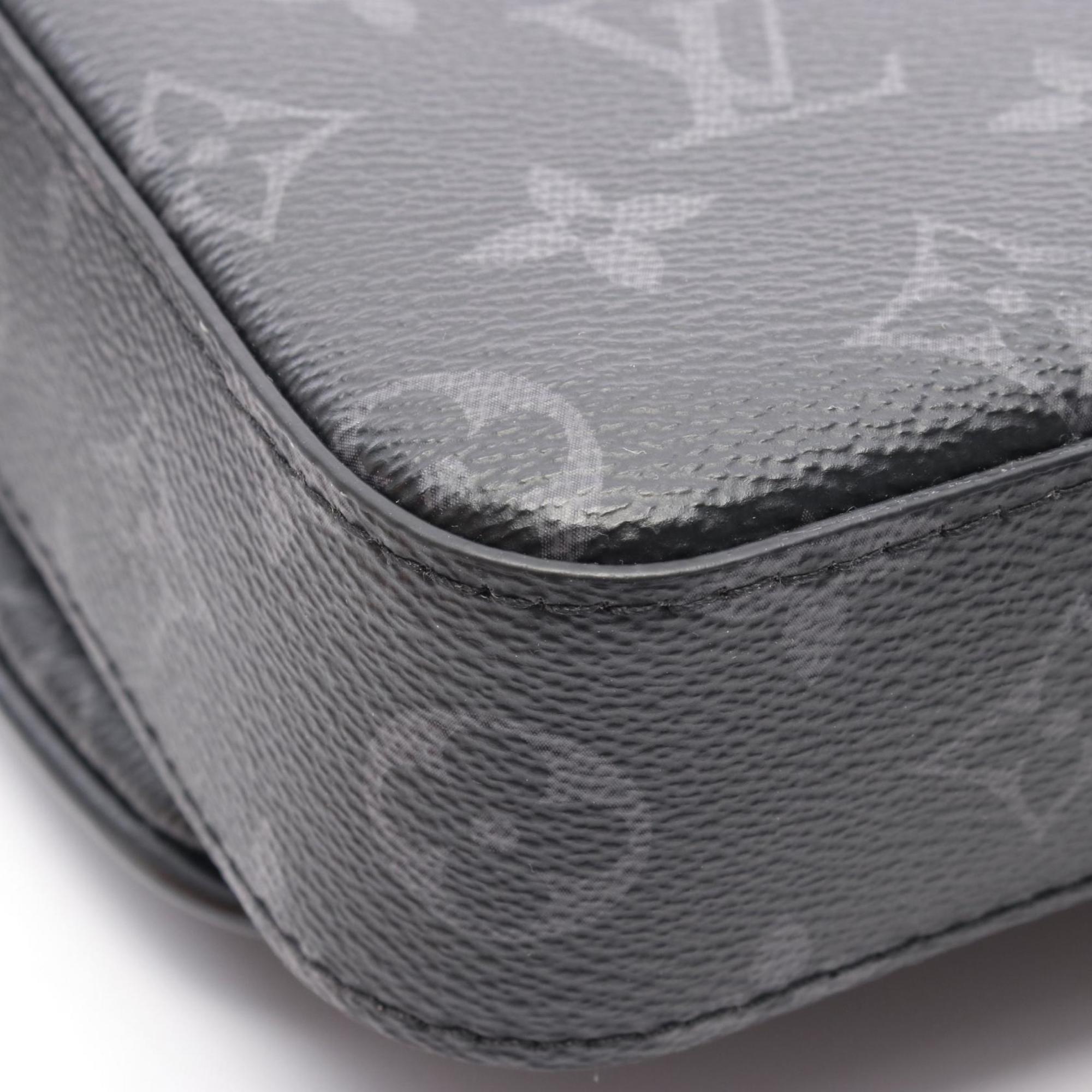 Louis Vuitton Black Gray Coated Canvas Leather Shoulder Bag (Pre-Owned)