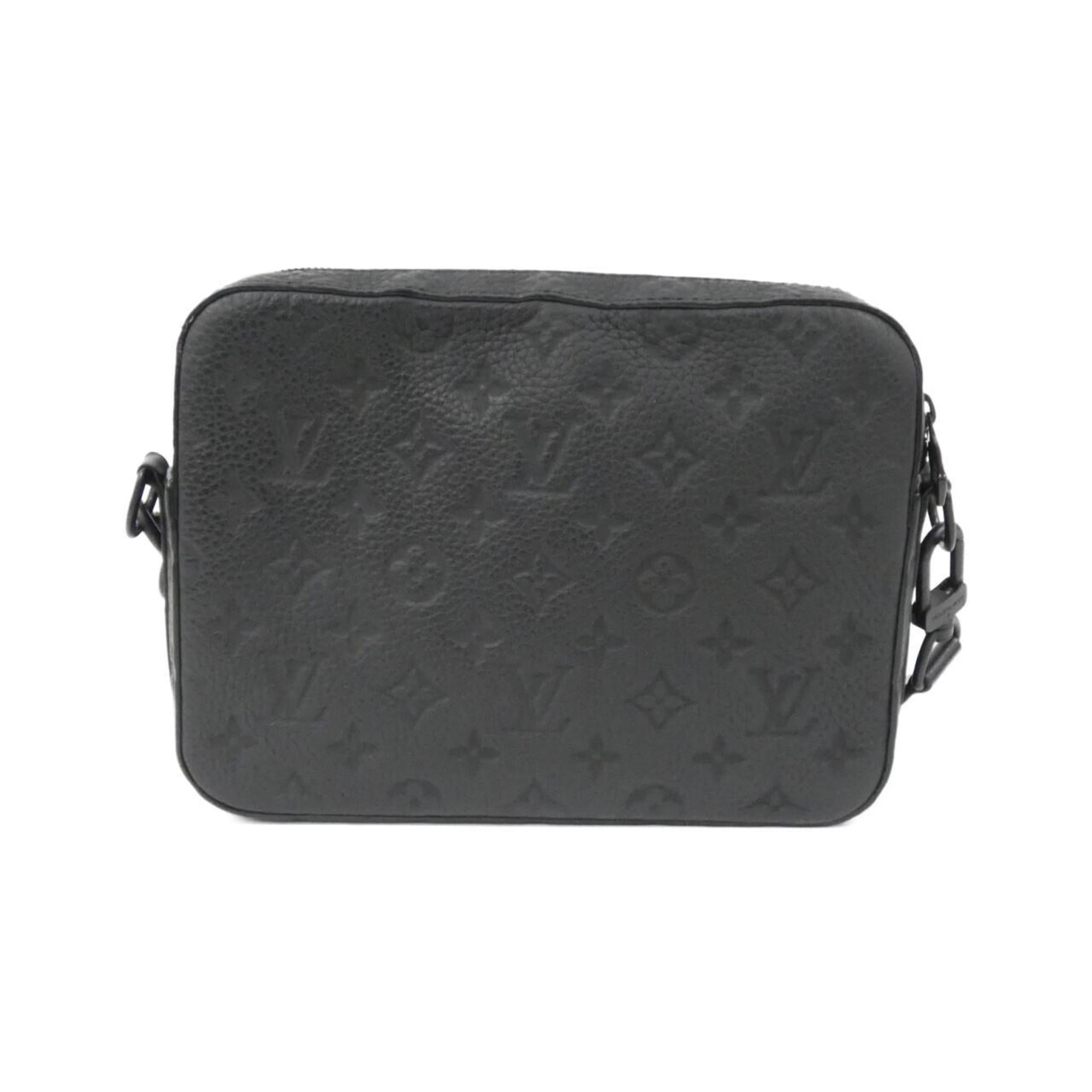Louis Vuitton Black Leather Messenger Bag Shoulder Bag (Pre-Owned)