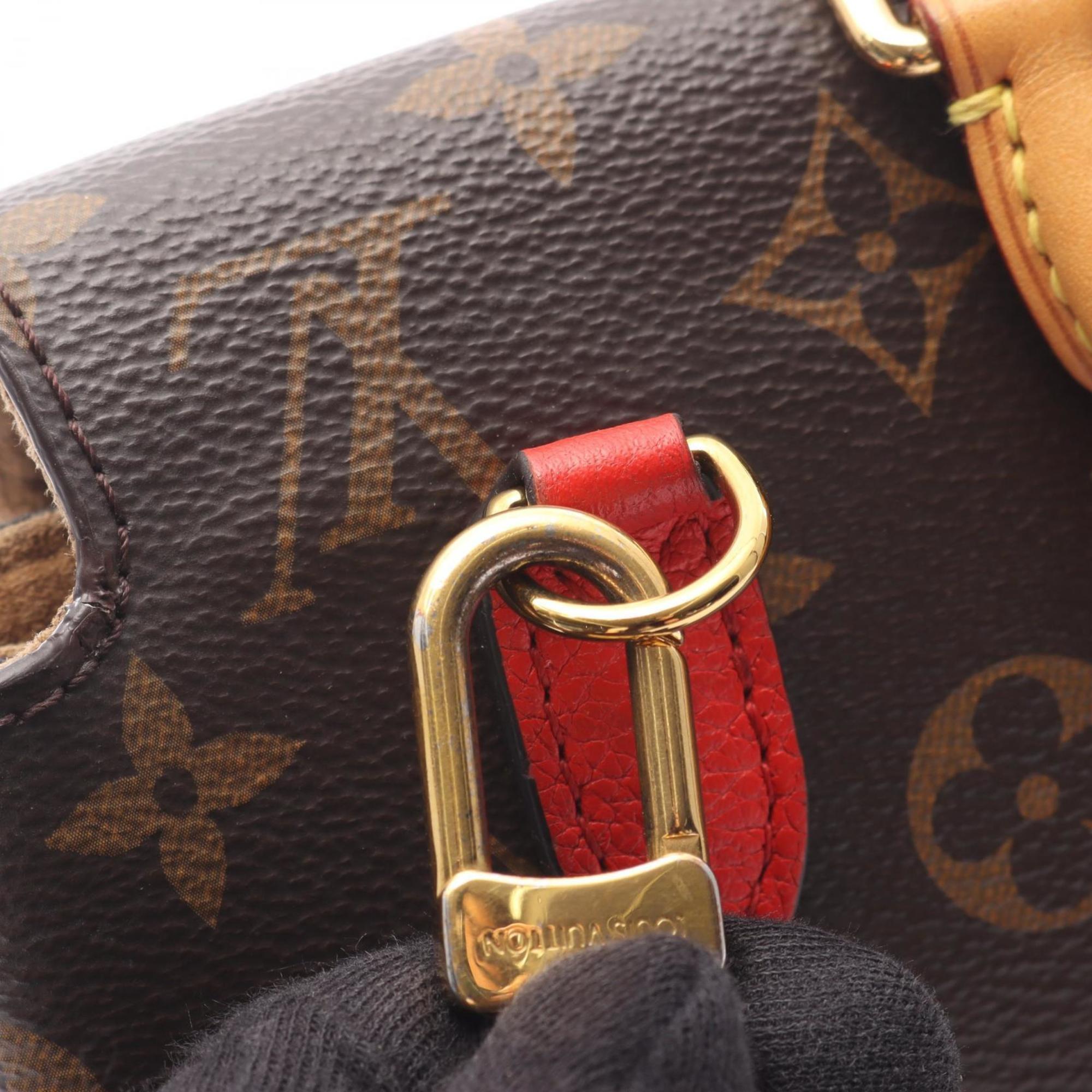 Louis Vuitton Brown Red Color Coated Canvas Leather Handbag (Pre-Owned)