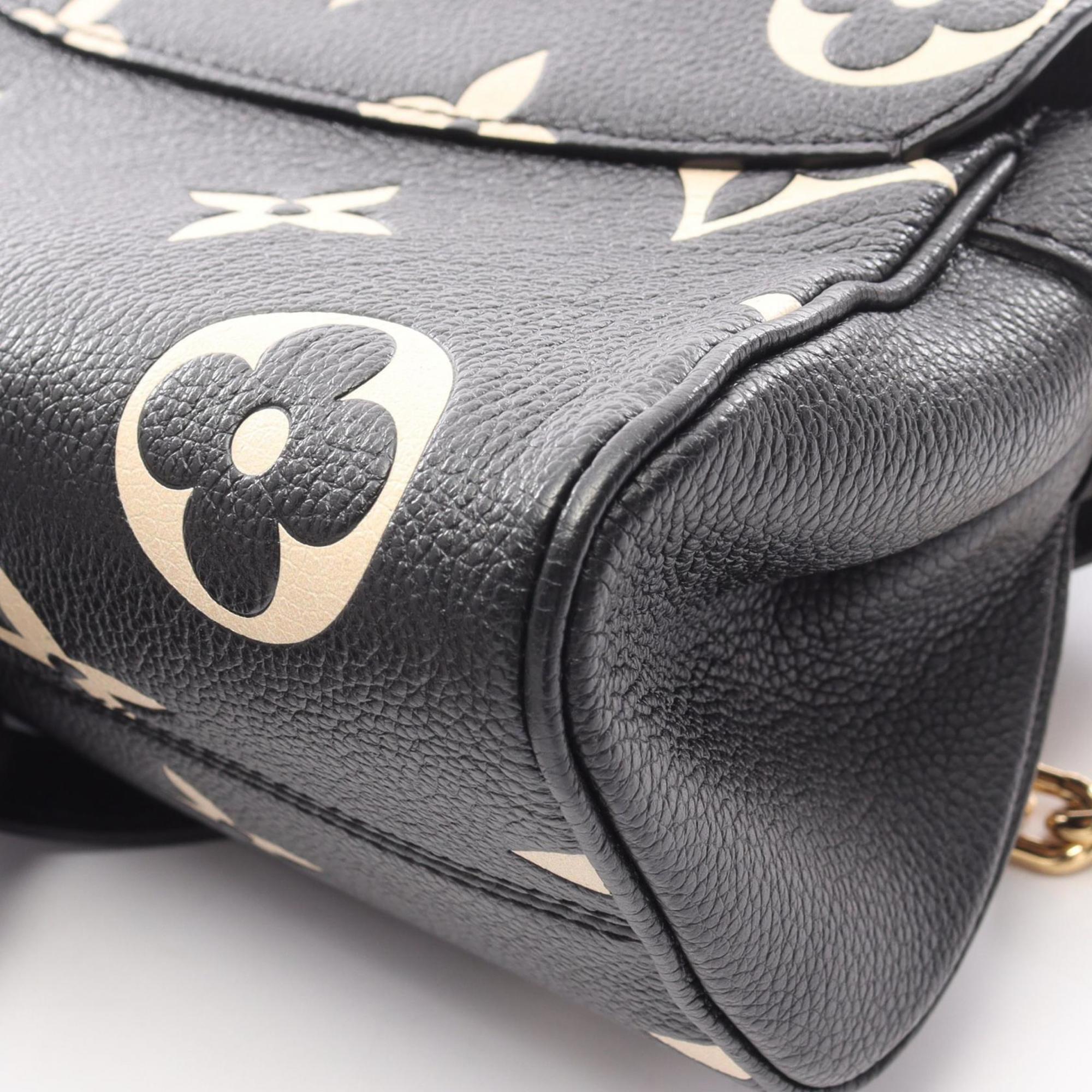Louis Vuitton Beige Black Leather Handbag (Pre-Owned)