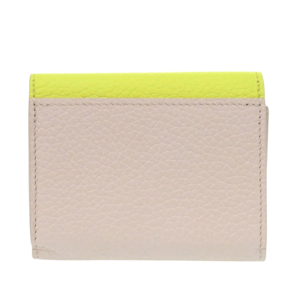 Louis Vuitton Beige Yellow Leather Wallet (Tri-Fold) (Pre-Owned)