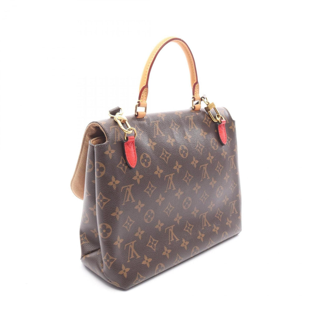 Louis Vuitton Brown Red Color Coated Canvas Leather Handbag (Pre-Owned)