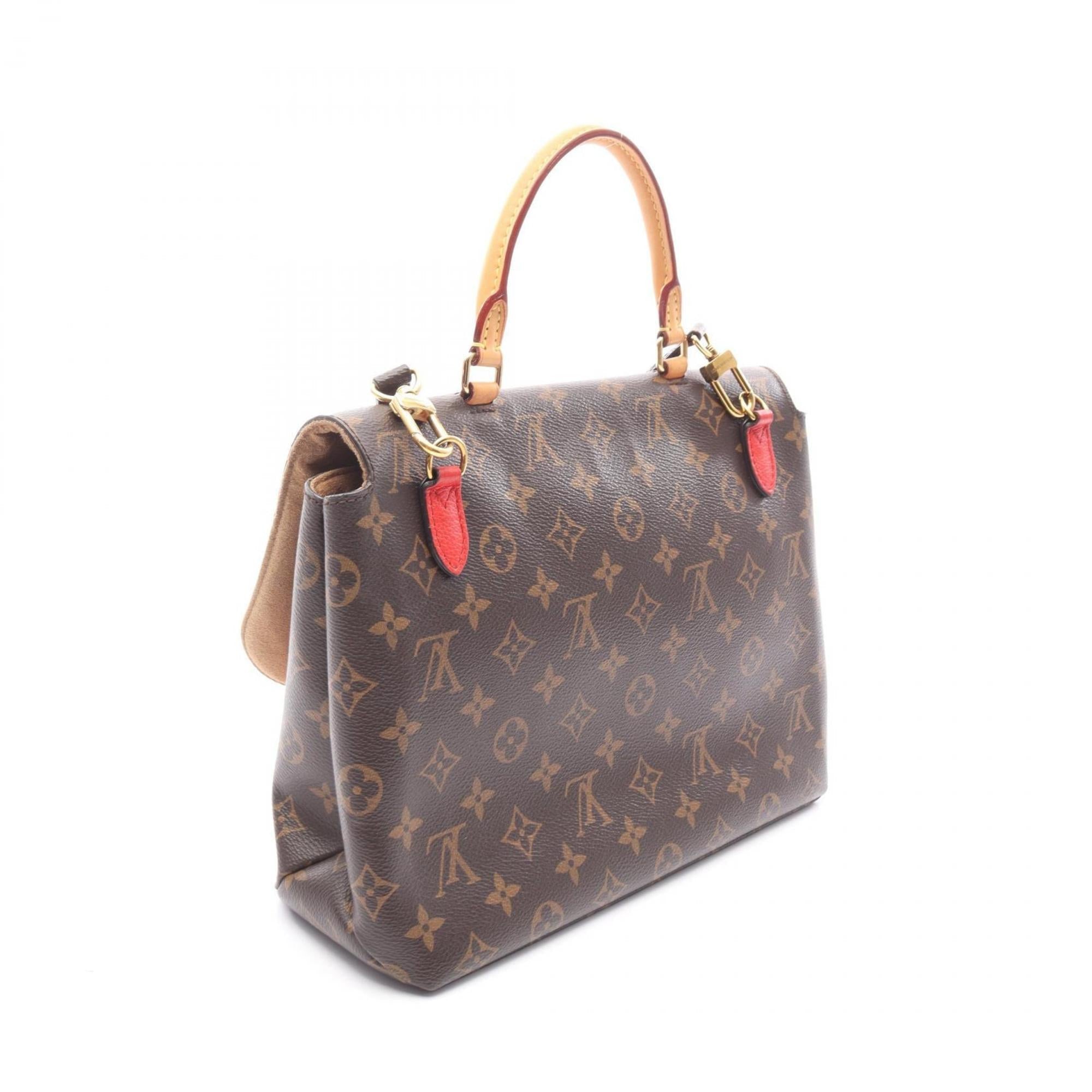 Louis Vuitton Brown Red Color Coated Canvas Leather Handbag (Pre-Owned)