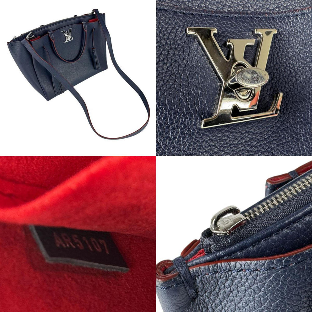 Louis Vuitton Marine Rouge Leather Handbag Shoulder Bag (Pre-Owned)