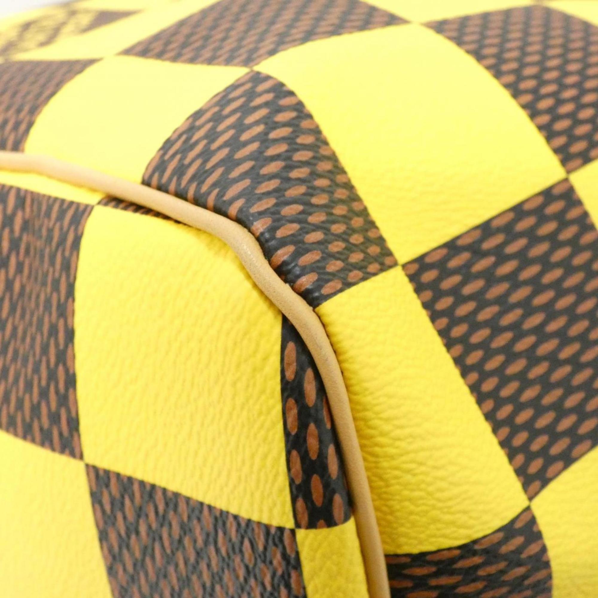 Louis Vuitton Ebene Yellow Coated Canvas Boston Bag (Pre-Owned)