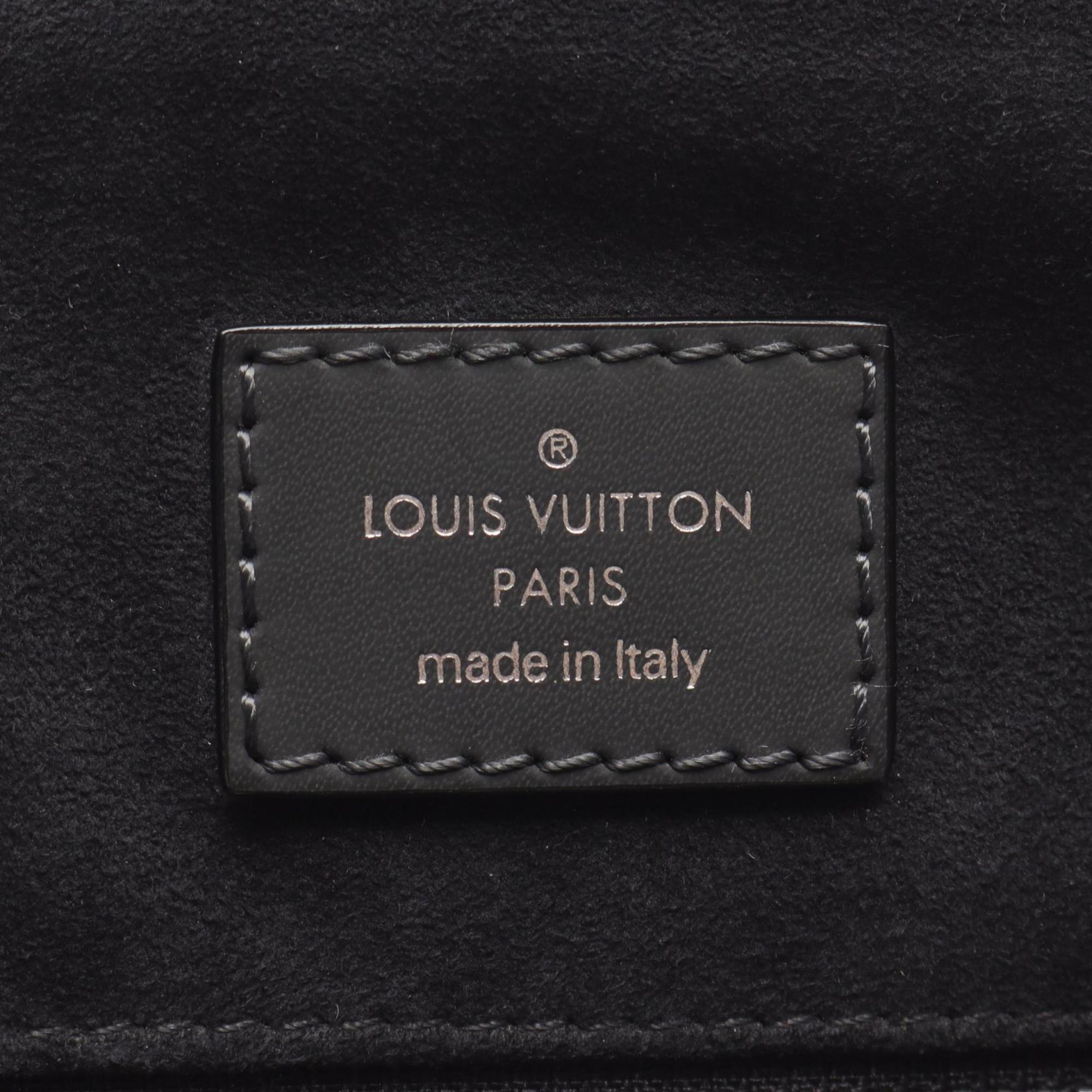 Louis Vuitton Black Blue Coated Canvas Leather Tote Bag (Pre-Owned)