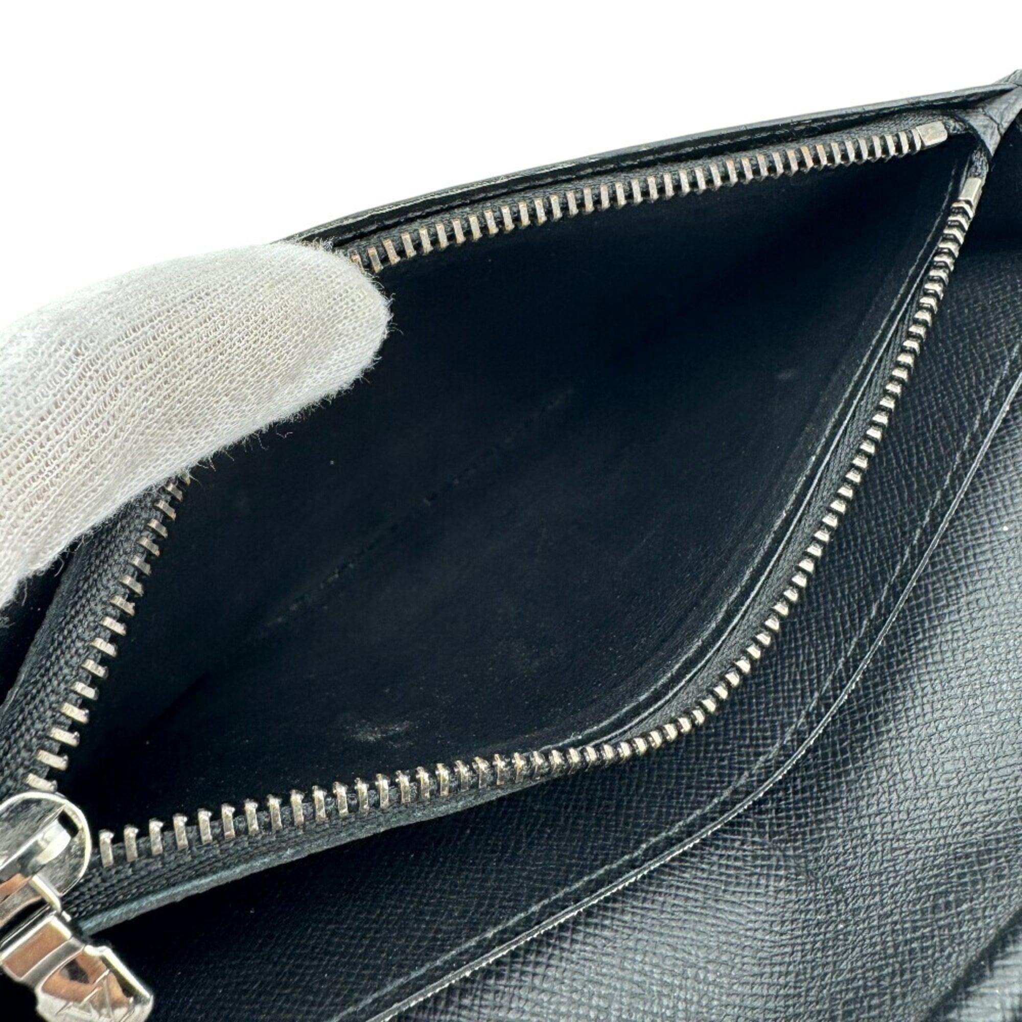 Louis Vuitton Black Leather Long Wallet (Bi-Fold) (Pre-Owned)