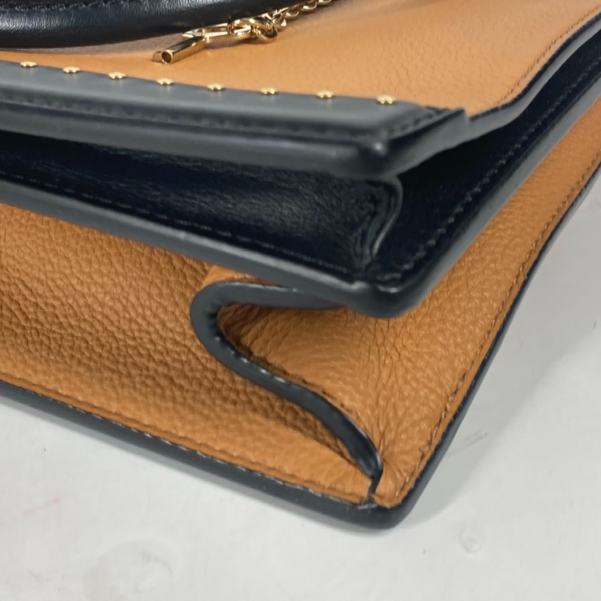Louis Vuitton Beige Black Leather Handbag Tote Bag (Pre-Owned)
