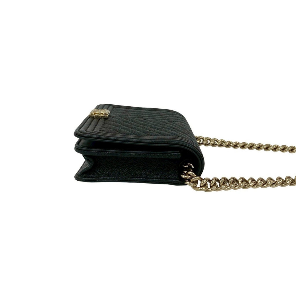 Boy Wallet on Chain Chevron Caviar