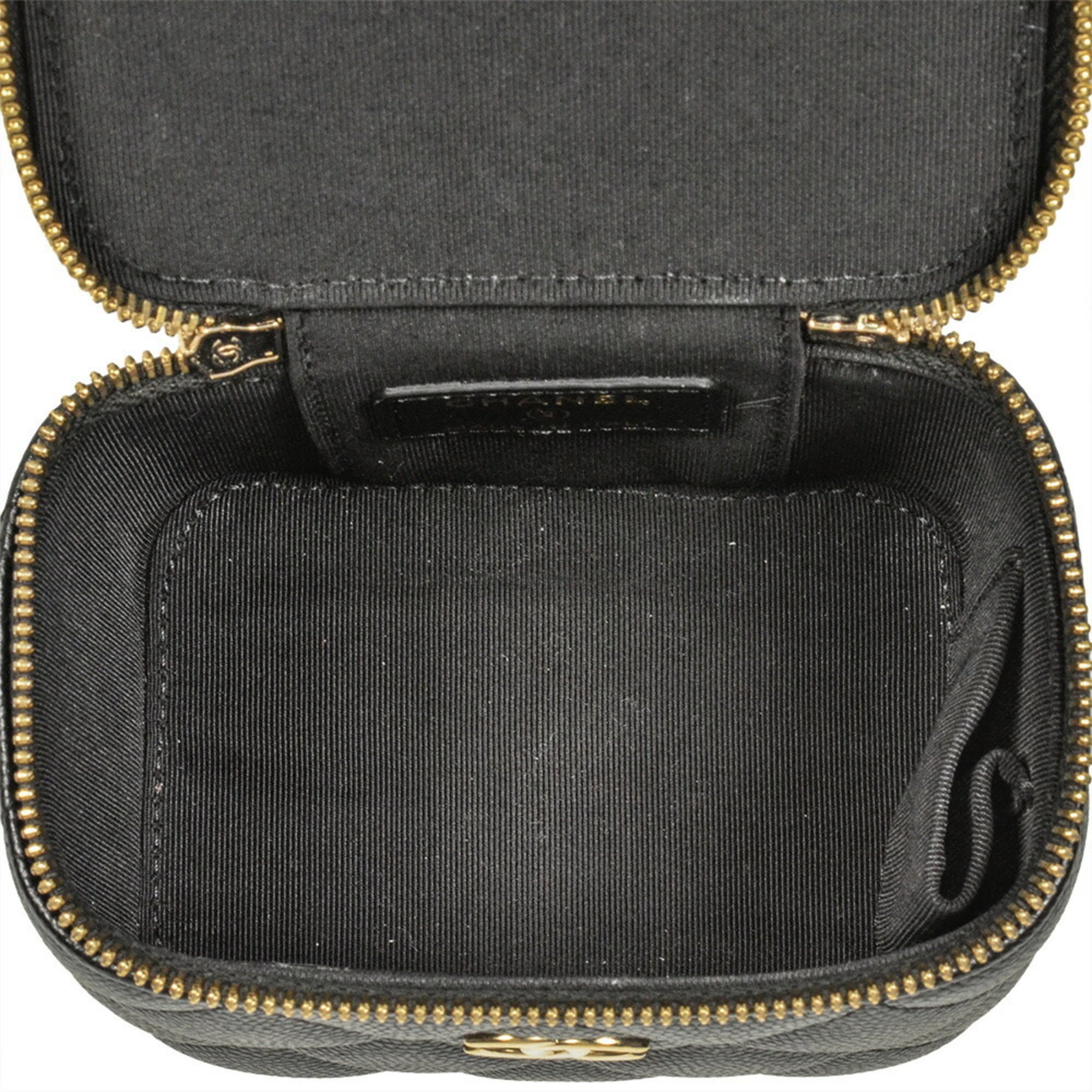 Classic Pearl Vanity Case with Chain Quilted Caviar Mini
